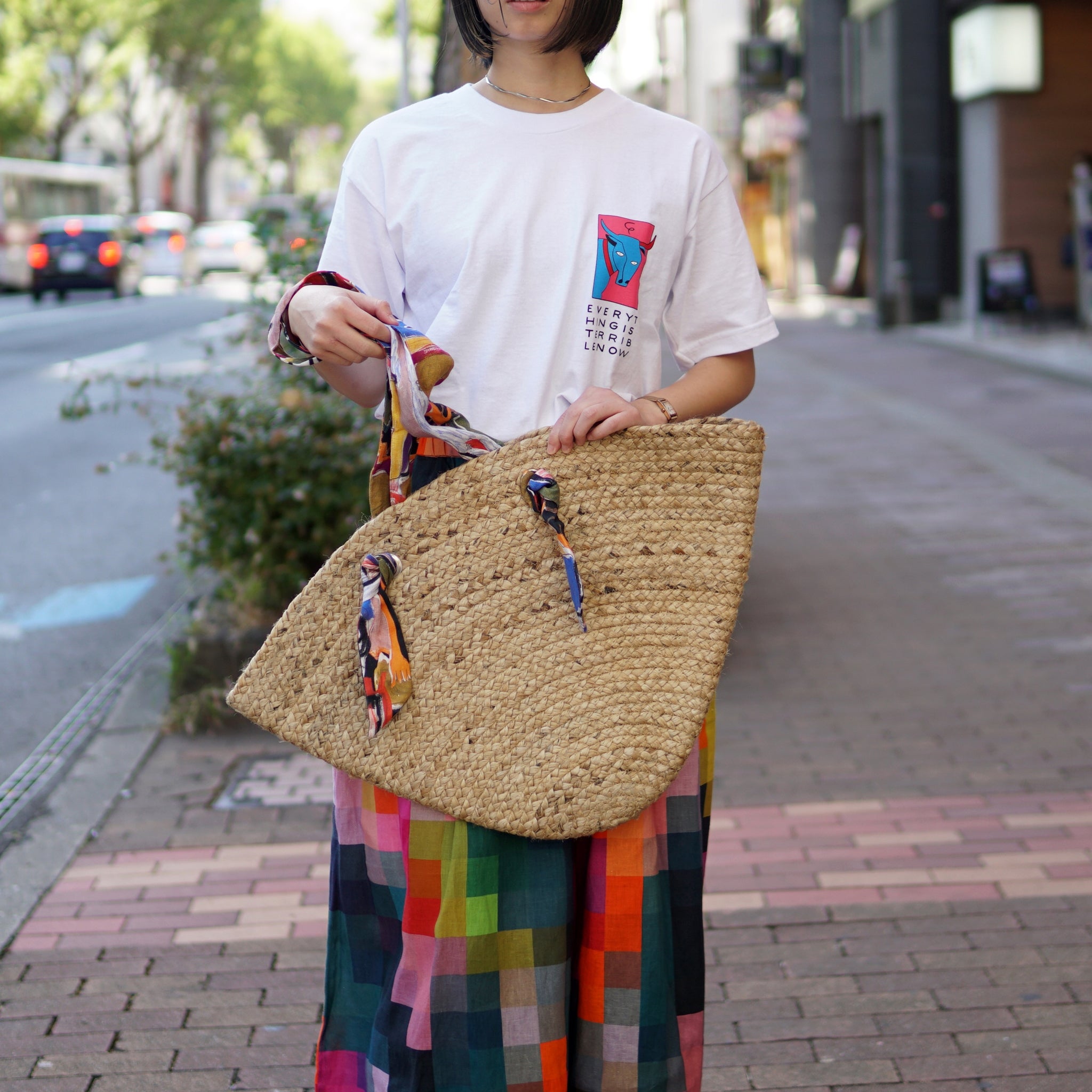 No:L0044 | Name:MOSTRO BASKET TOTE | Color:Multi【ELK THE LABEL_エルクザレーベル】