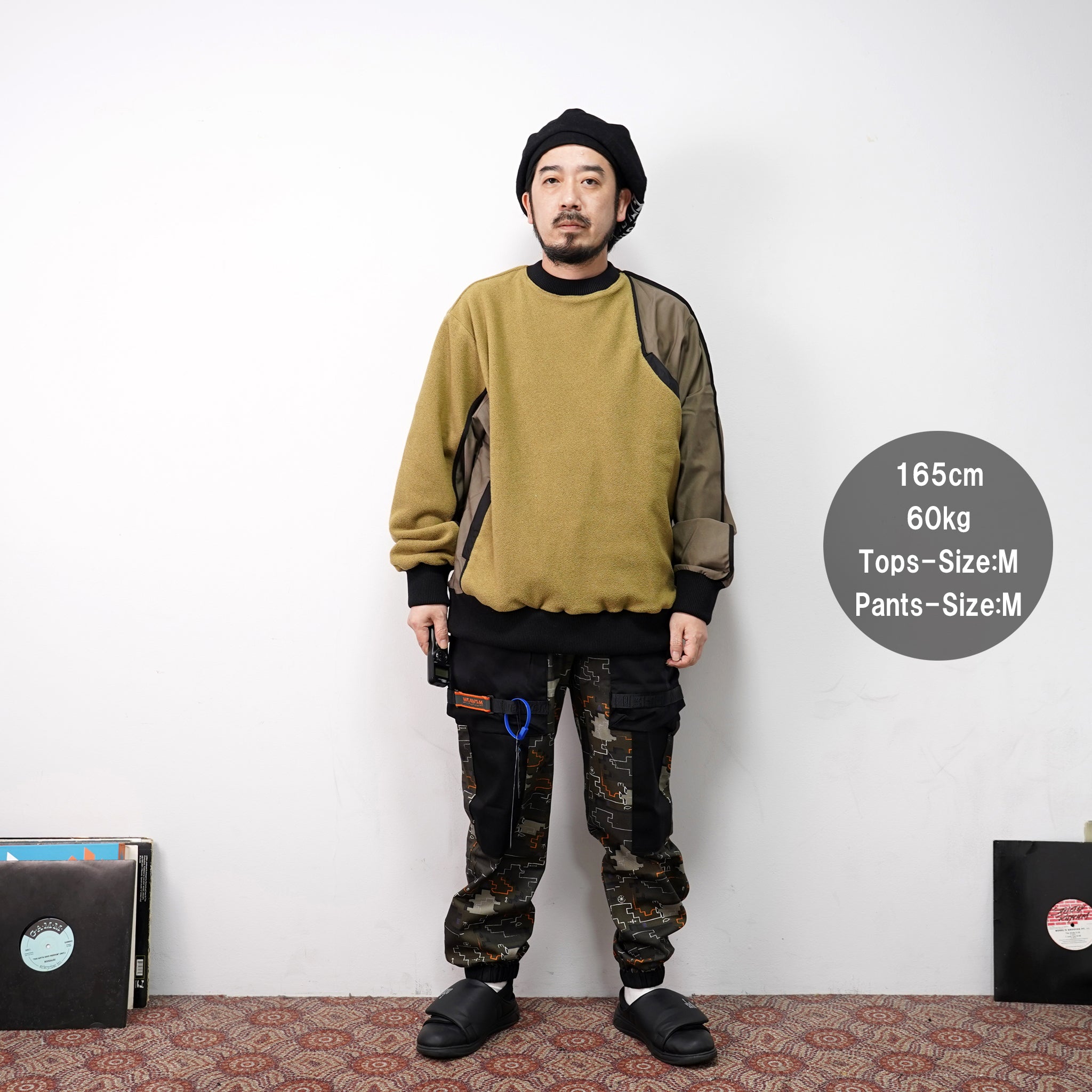 No:WDM11E0112A | Name:Shake Grain Fleece Patchwork Top | ColorMisty Green | Size:M/L【WEAVISM_ウィーヴィズム】【archive】