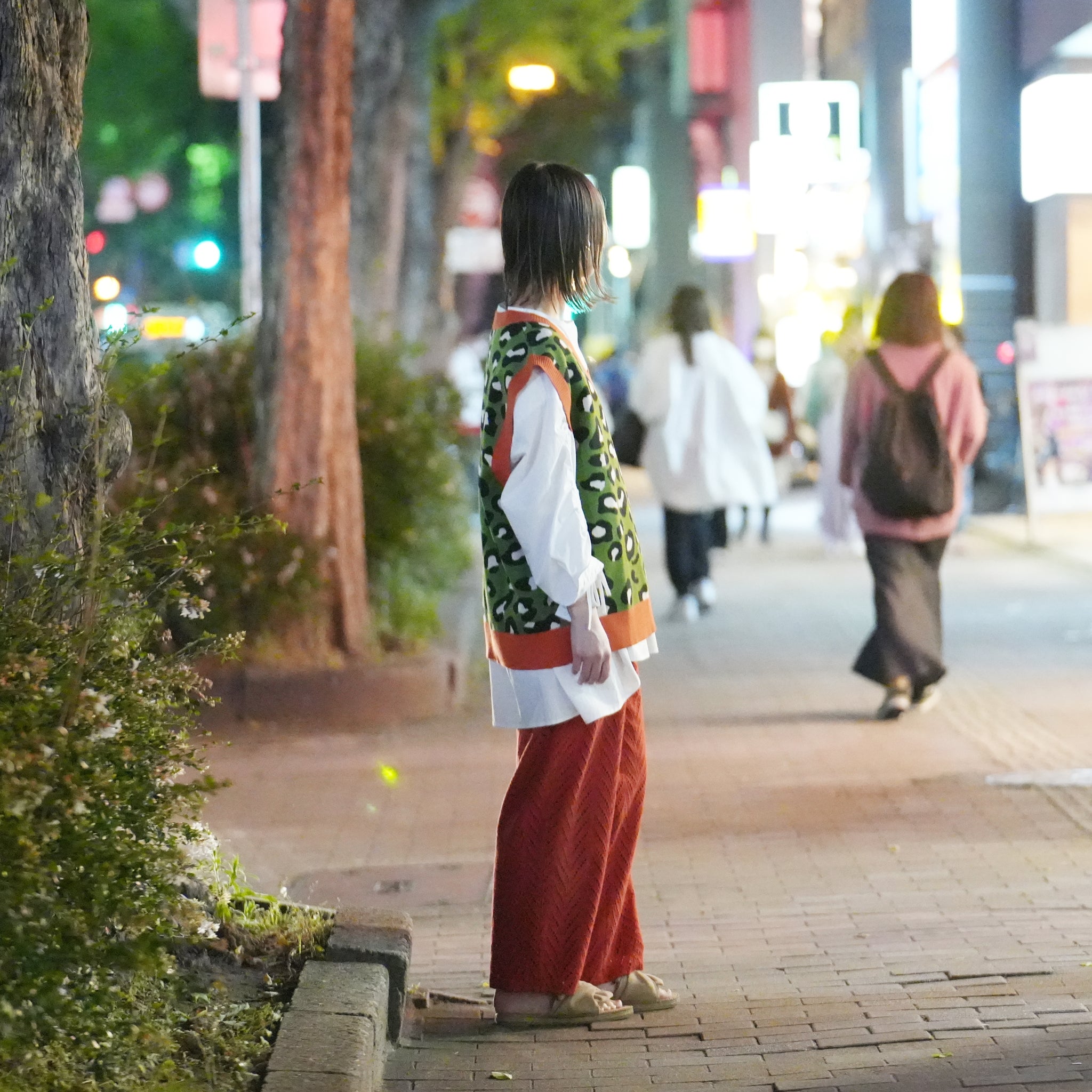 No:ps22kt01-2 | Name:LEOPARD CROPPED VEST | Color:Grn Orange Leopard【PLATEAU STUDIO_プラトー スタジオ】【archive】