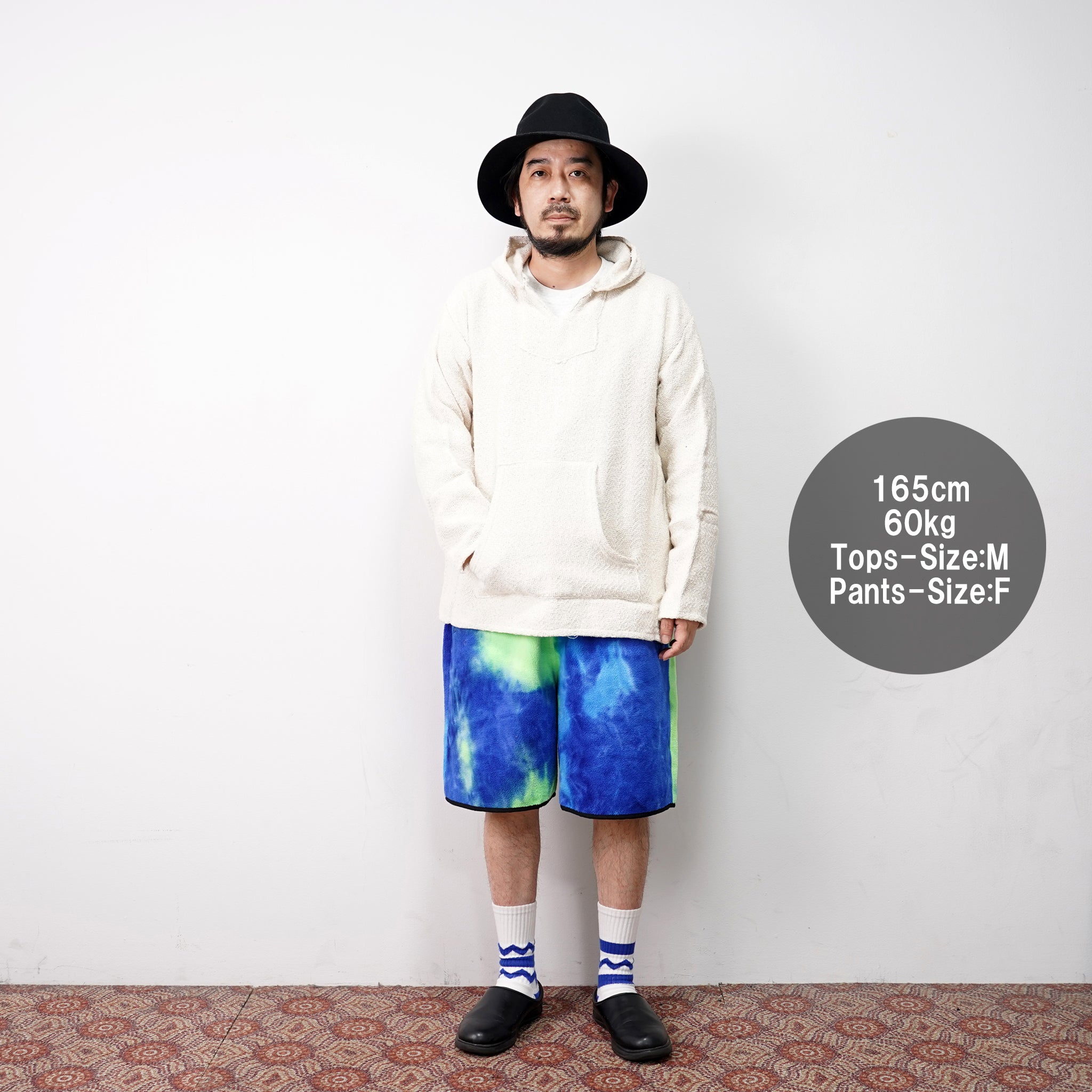 pw21s01 | TIE DYE FLEECE SHORTS | Color:Neon-Blue | Size:Free【PLATEAU STUDIO_プラトー スタジオ】