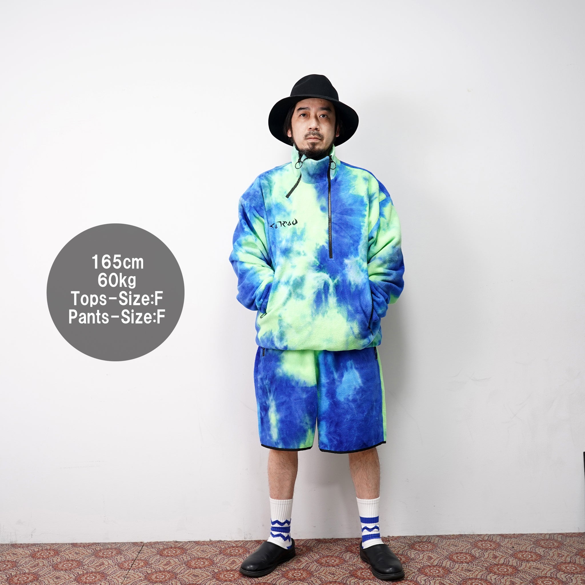 pw21s01 | TIE DYE FLEECE SHORTS | Color:Neon-Blue | Size:Free【PLATEAU STUDIO_プラトー スタジオ】