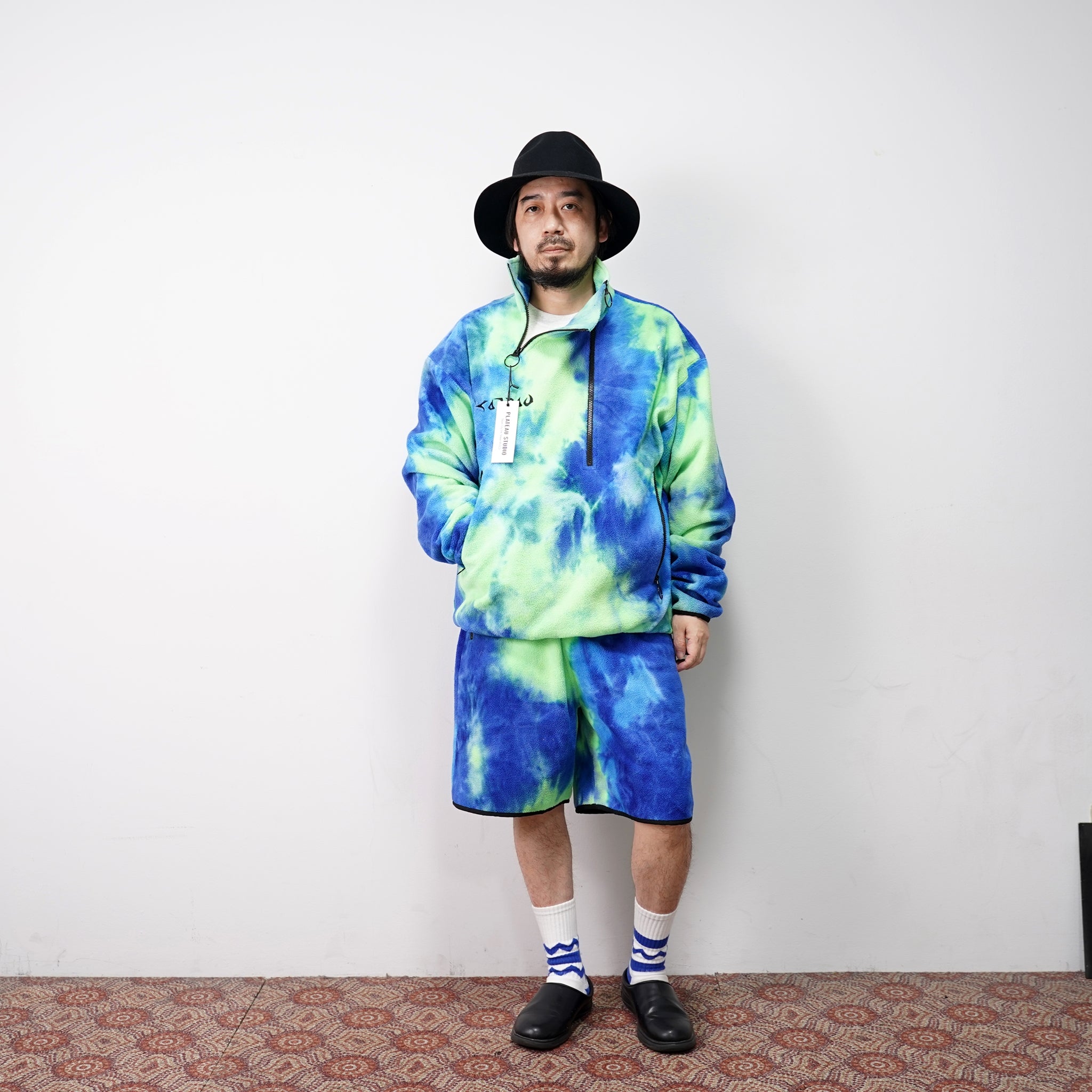 No:pw21t06 | Name:TIE DYE FLEECE PULLOVER | Color:Neon-Blue | Size:Free【PLATEAU STUDIO_プラトー スタジオ】【archive】