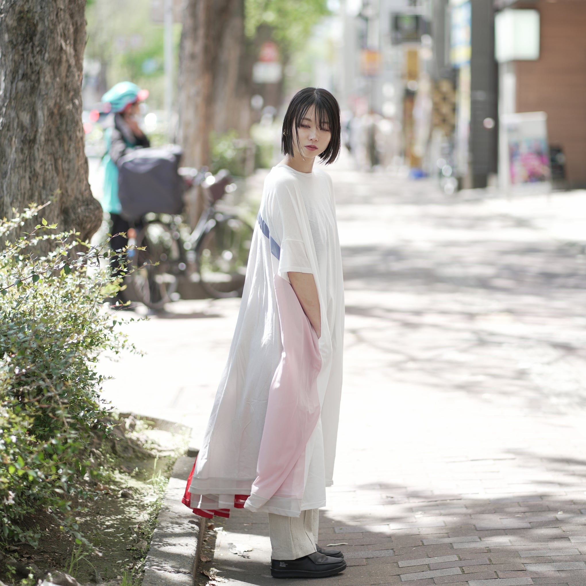 No:bsd23SS-27_a | Name:Peacock Dress tee | Color:White【BEDSIDEDRAMA_ベッドサイドドラマ】【archive】