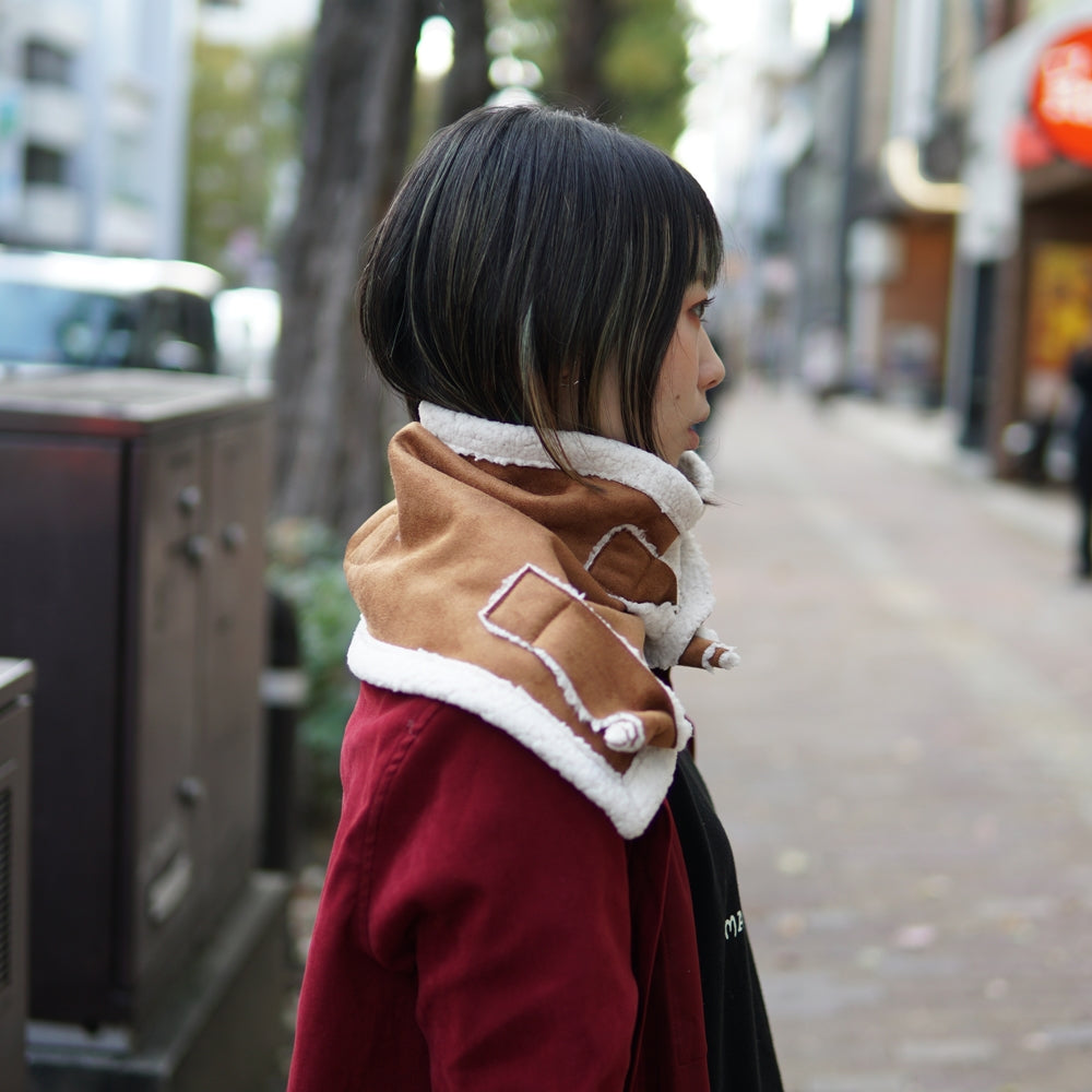 BUFFALO NECK WARMER – Brown / DarkBrown | Size:One | ORIGINAL JOHN【ネコポス選択可能】