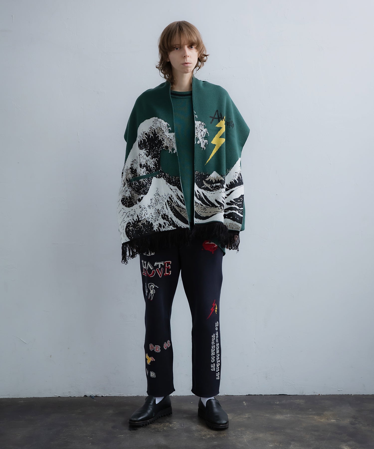 No:MK22A-K-18-1 | Name:Anacroism-Stole | Color:Blk/Grn | Size:Free【MASTERKEY】-MASTERKEY-ADDICTION FUKUOKA