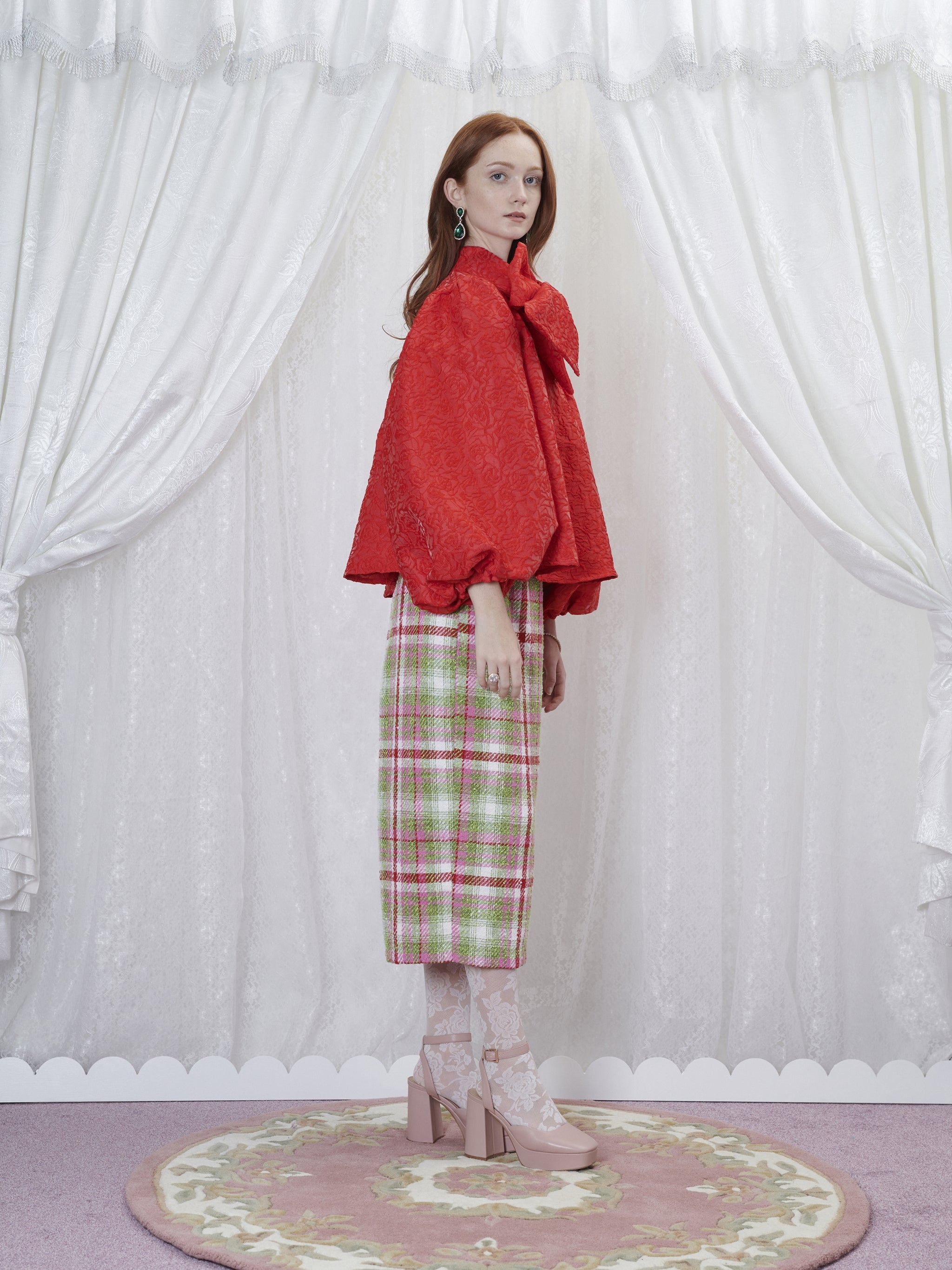 No:24SJ02BL1030RED | Name:Grandma Rose Oversized Bow Blouse | Color:Red | Size:XS/S【SISTER JANE_シスタージェーン】【archive】