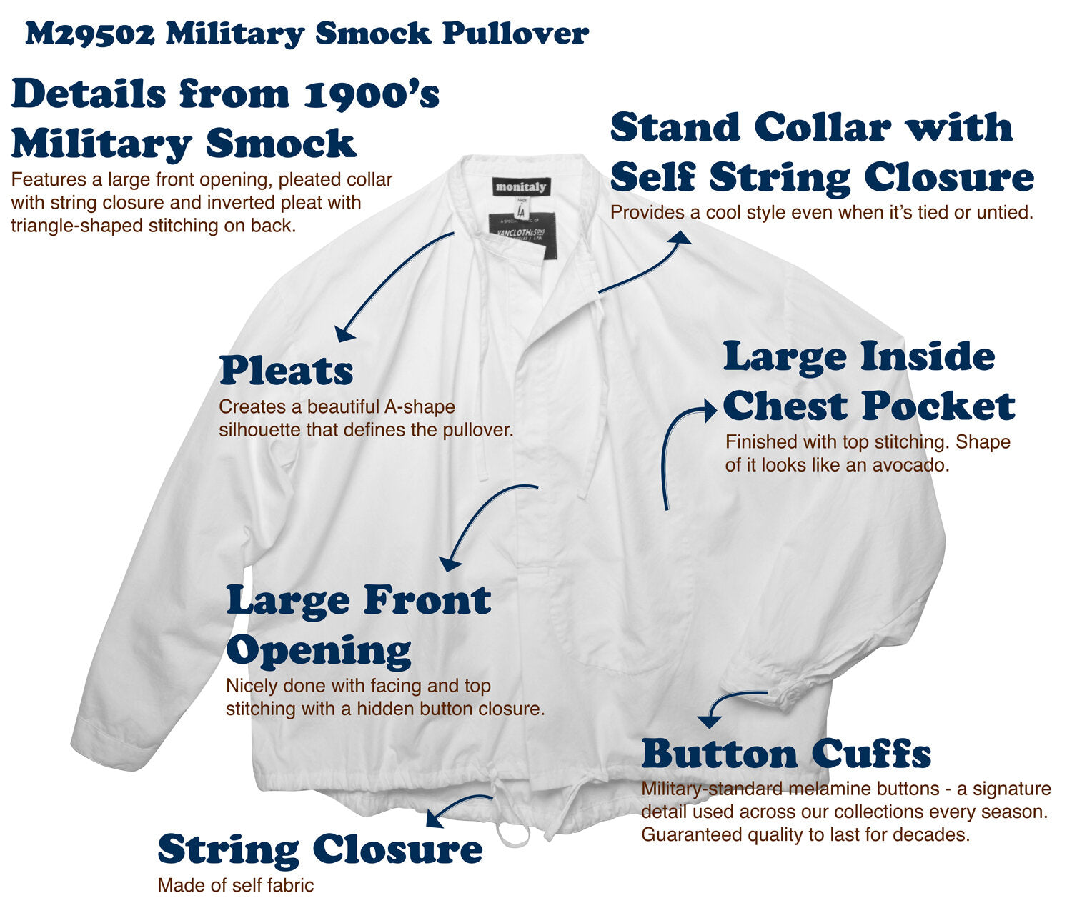 No:M29502 | Name:Military Smock Pullover | Color:BETRO Paisley【MONITALY】-MONITALY-ADDICTION FUKUOKA