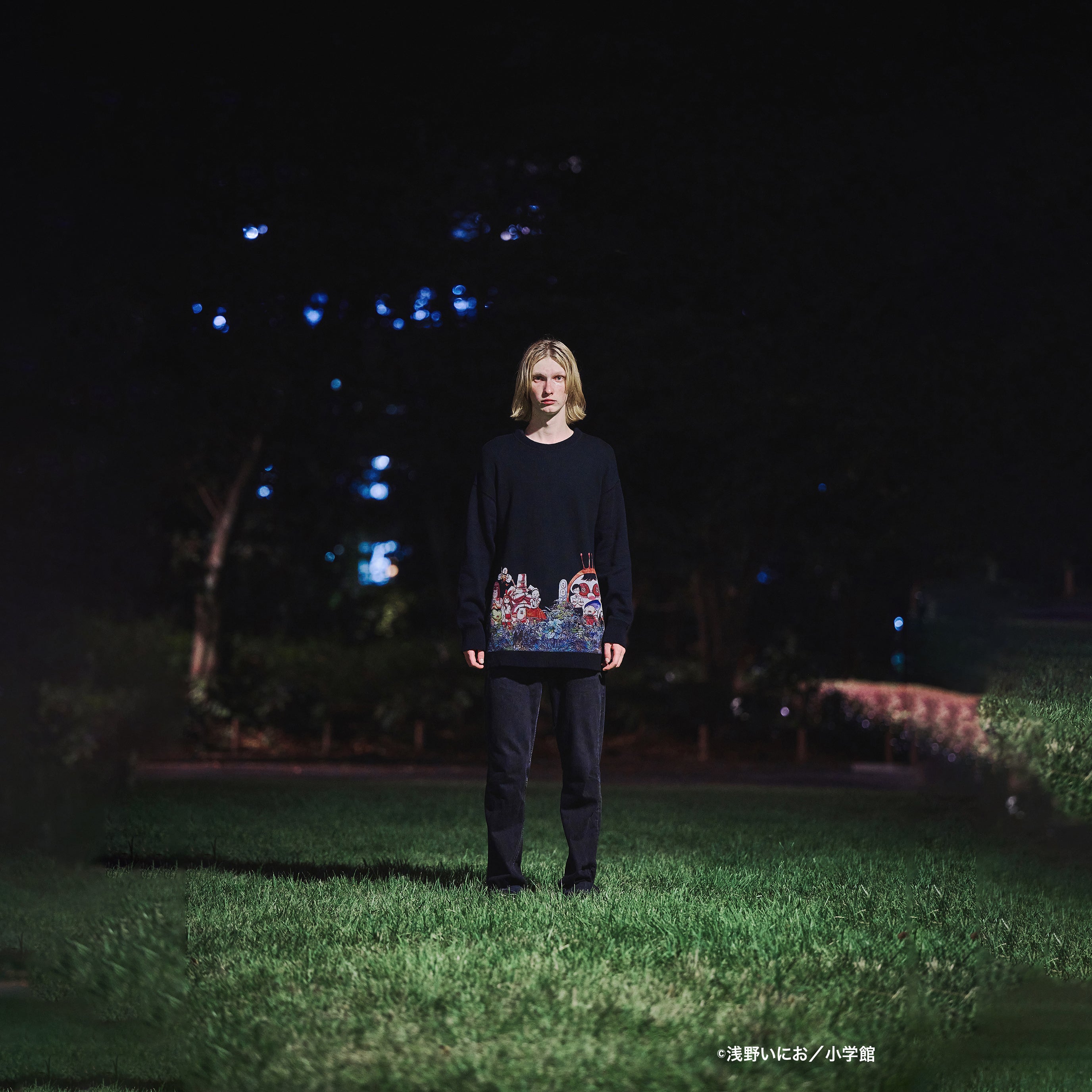 No:SF*IA-01 | Name:勇者たち Knit Sweater | Color:Black【浅野いにお × STOF 22AW SPECIAL ITEM】【archive】