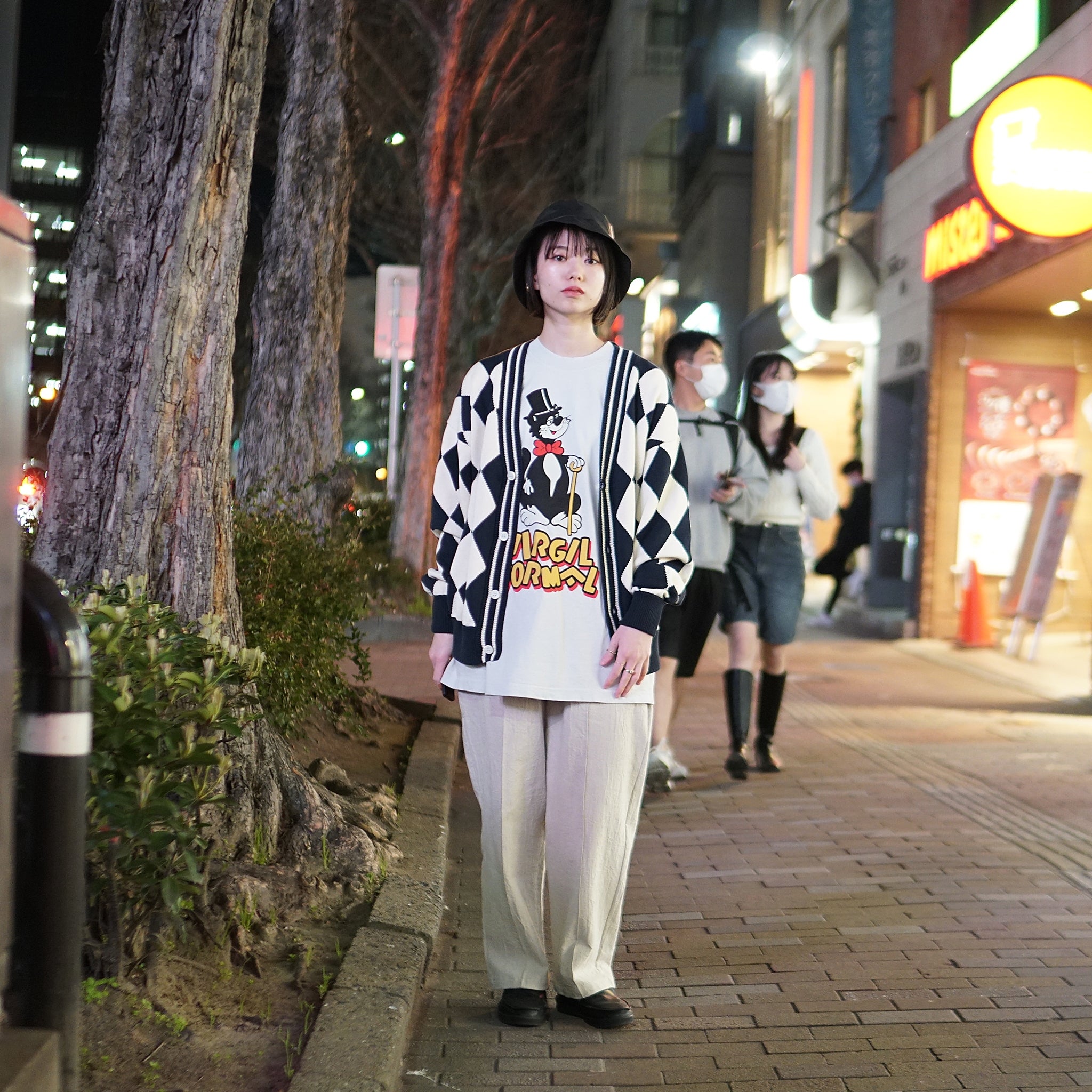 23#08373-3010 | Diamond pattern Cotton Knit Cardigan | Color:ネイビー【MINAMI ANDERSON_ミナミアンダーソン】