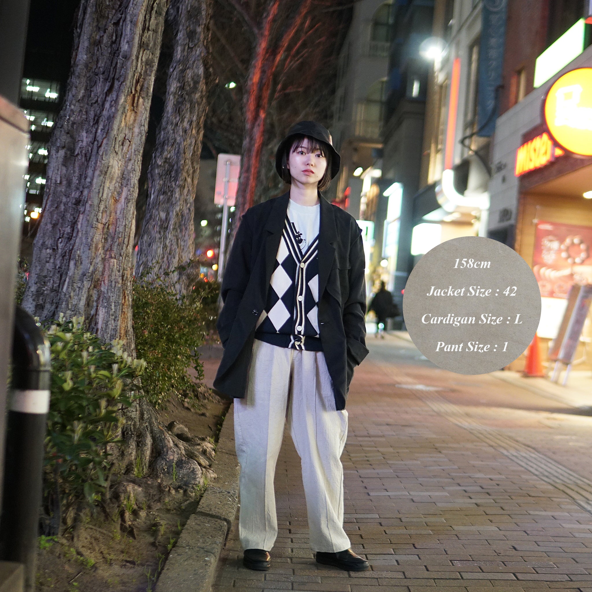 23#08373-3010 | Diamond pattern Cotton Knit Cardigan | Color:ネイビー【MINAMI ANDERSON_ミナミアンダーソン】