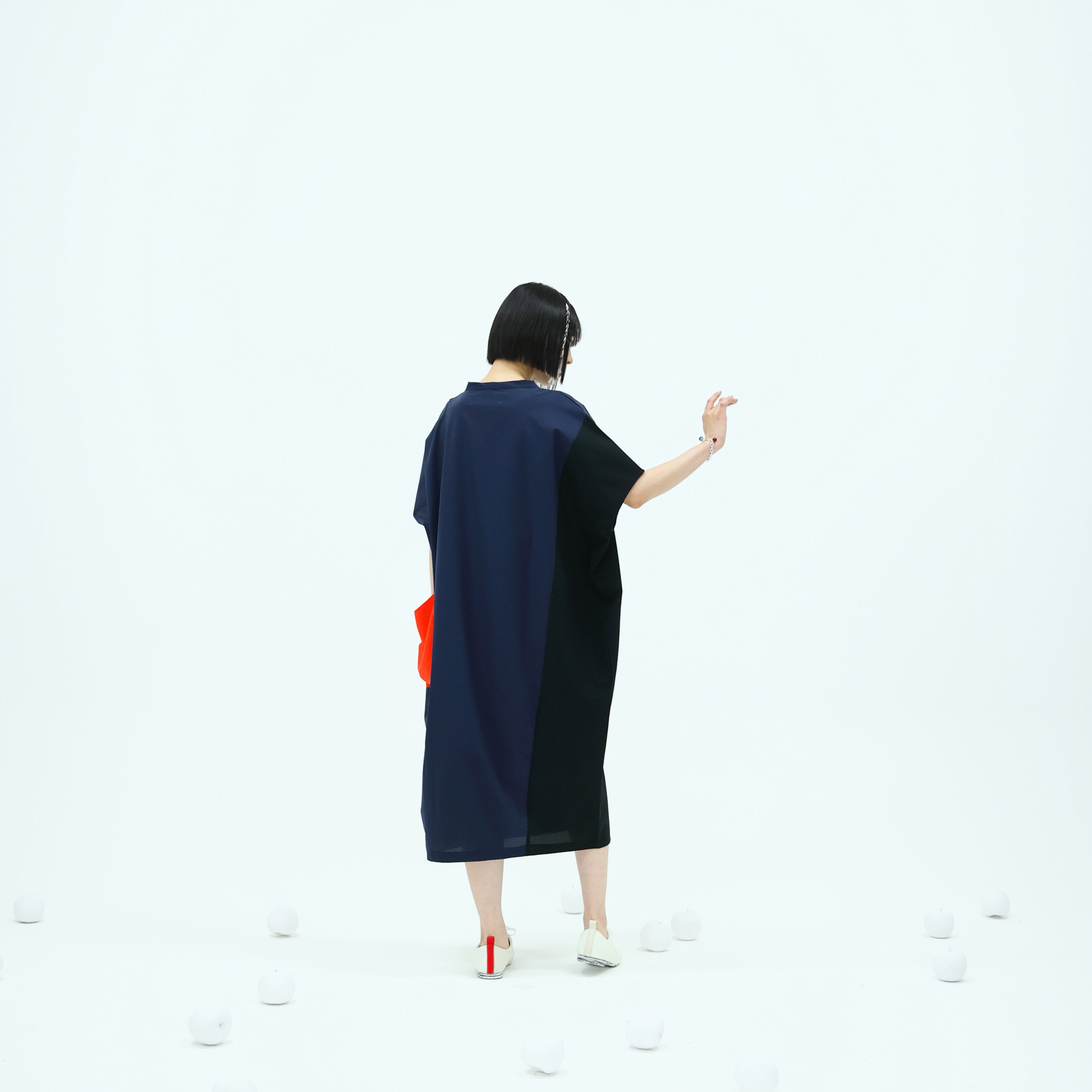No:bsd23SS-02_b | Name:Color panel onepiece | Color:Navy【BEDSIDEDRAMA_ベッドサイドドラマ】【archive】