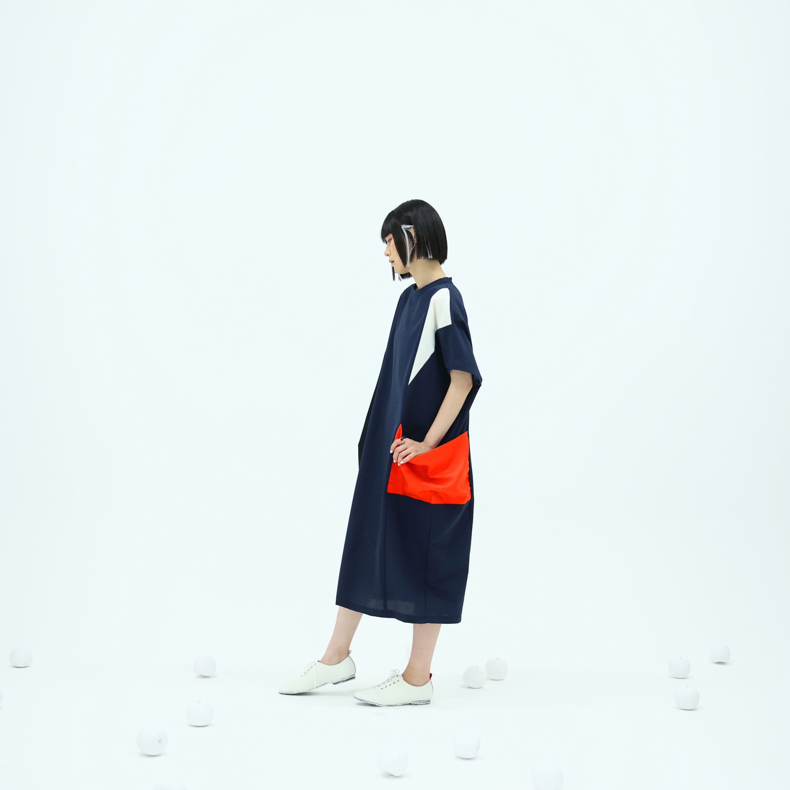 No:bsd23SS-02_b | Name:Color panel onepiece | Color:Navy【BEDSIDEDRAMA_ベッドサイドドラマ】【archive】
