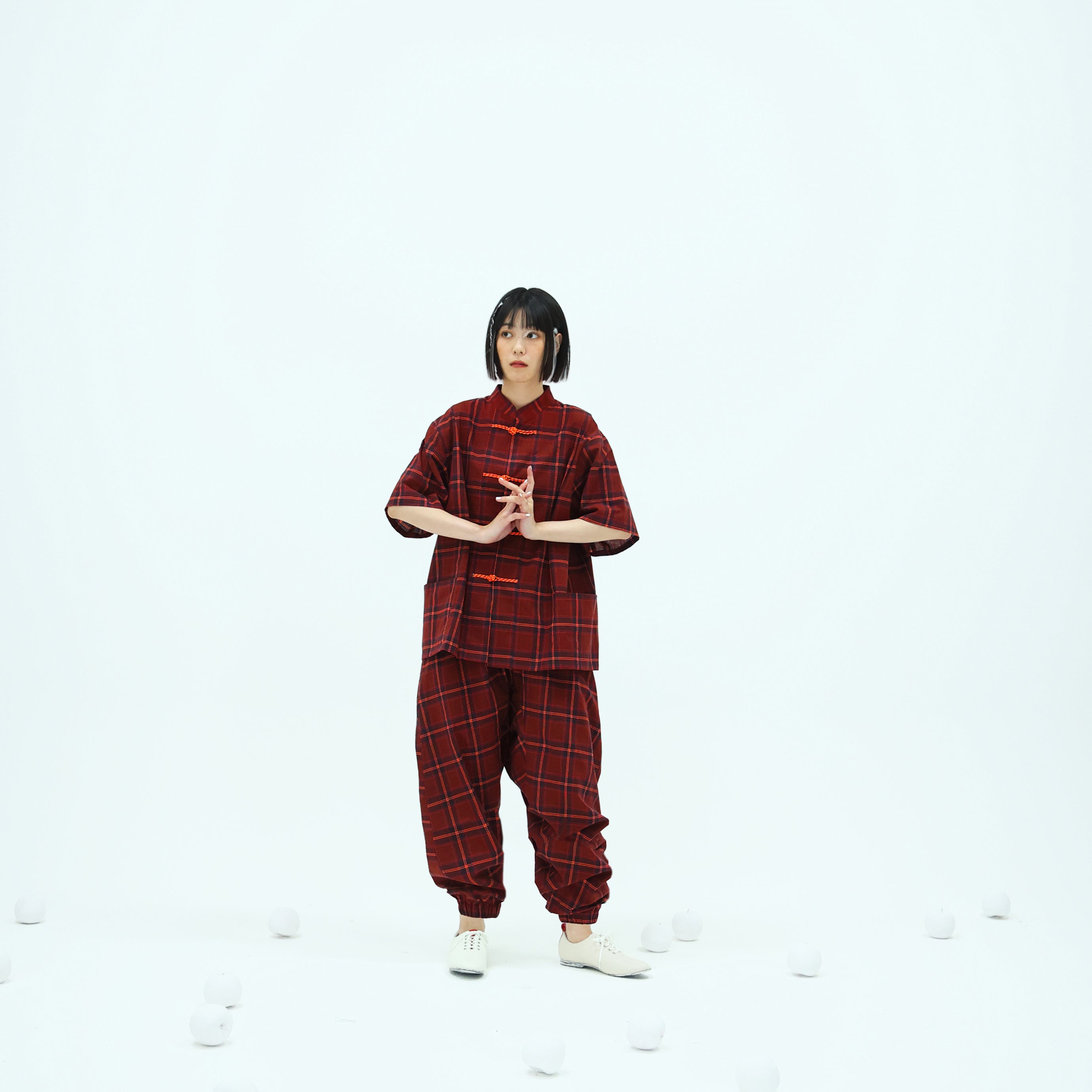 No:bsd23SS-10_a | Name:Checked sarrouel pants | Color:Red【BEDSIDEDRAMA_ベッドサイドドラマ】【archive】