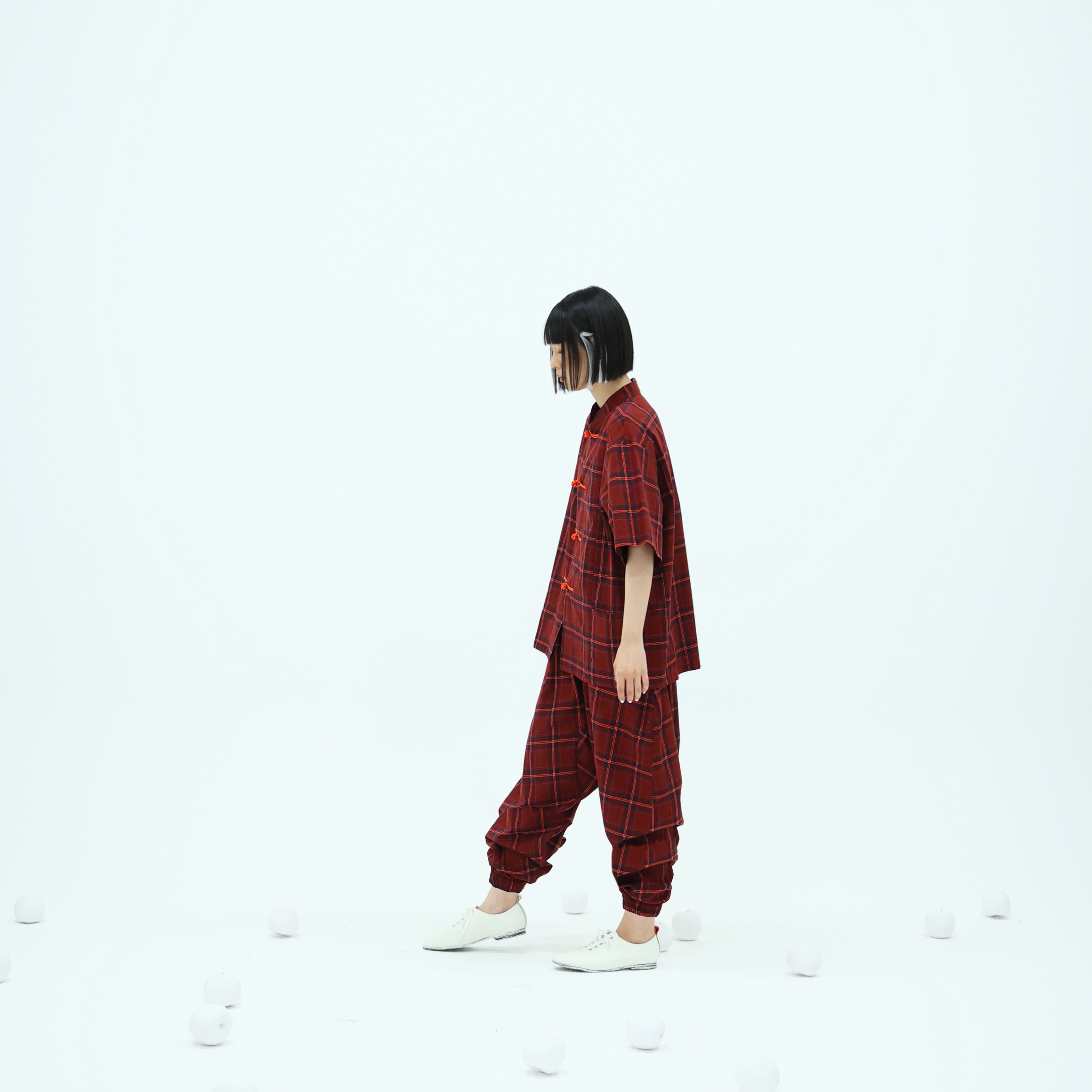 No:bsd23SS-10_a | Name:Checked sarrouel pants | Color:Red【BEDSIDEDRAMA_ベッドサイドドラマ】【archive】