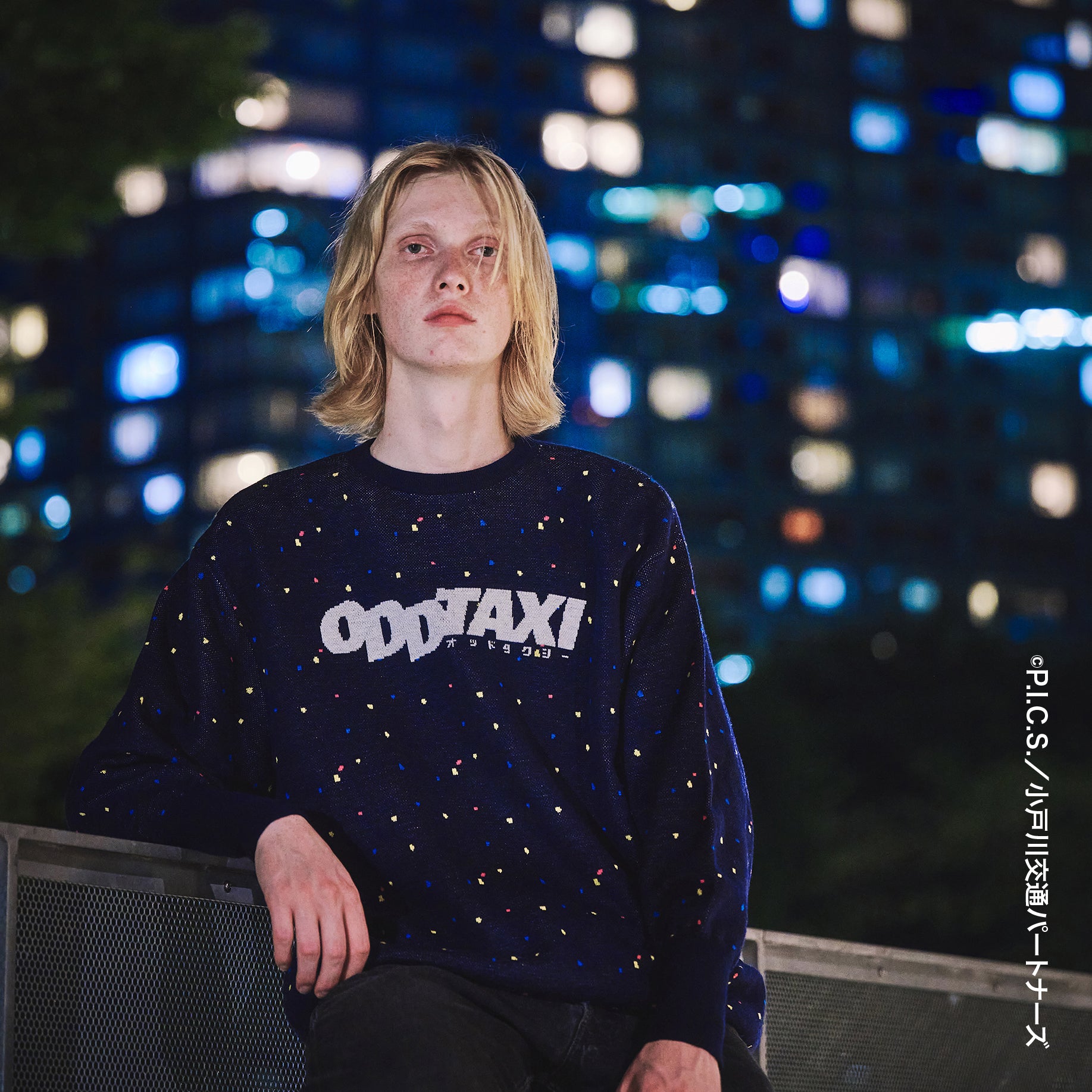 No:bsdodd-02 | Name:City Lights Knit Sweater | Color:Navy【BEDSIDEDRAMA_ベッドサイドドラマ】【archive】