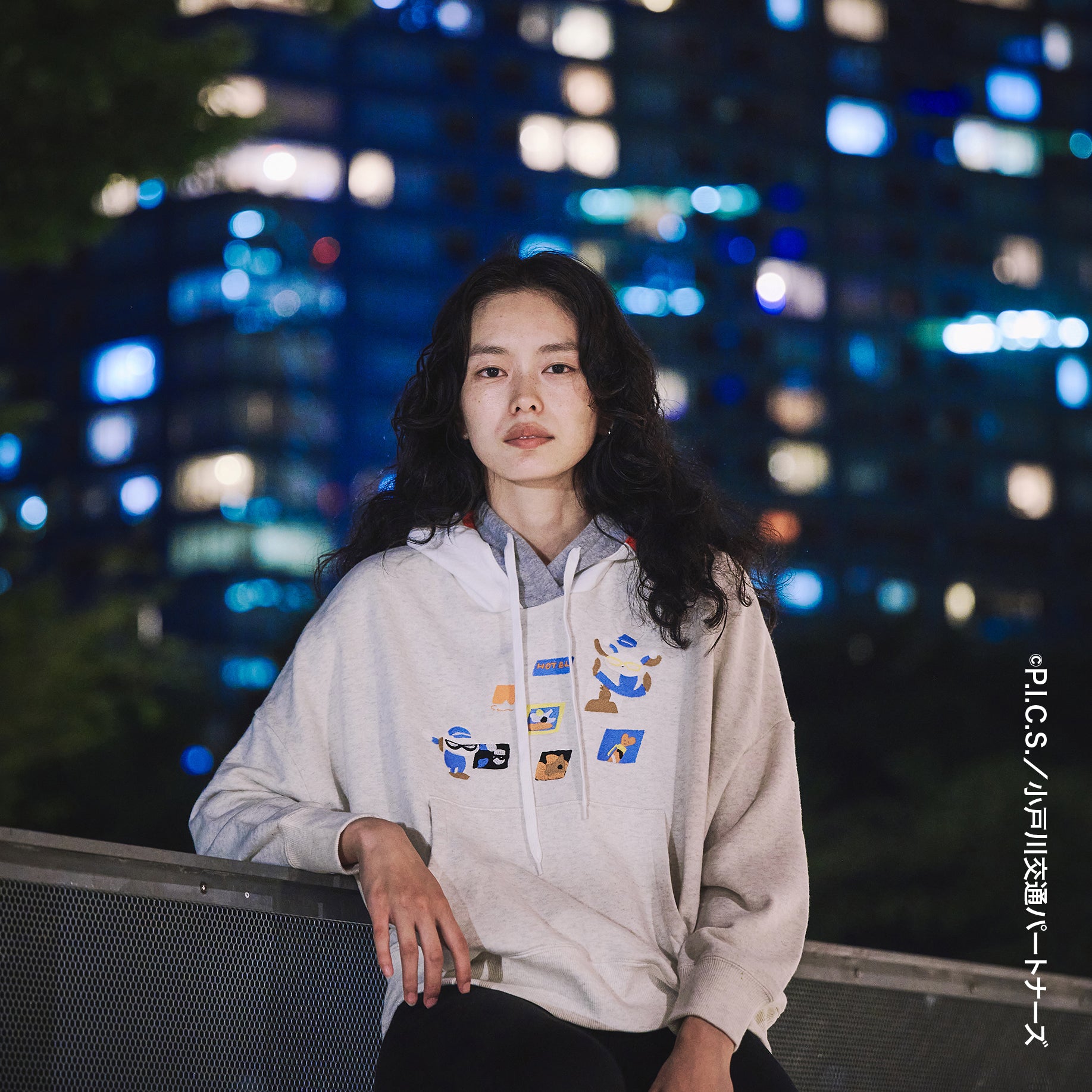 No:bsdodd-03_a | Name:City Scenery Embroidery Hoodie | Color:Oat Meal【BEDSIDEDRAMA_ベッドサイドドラマ】【archive】