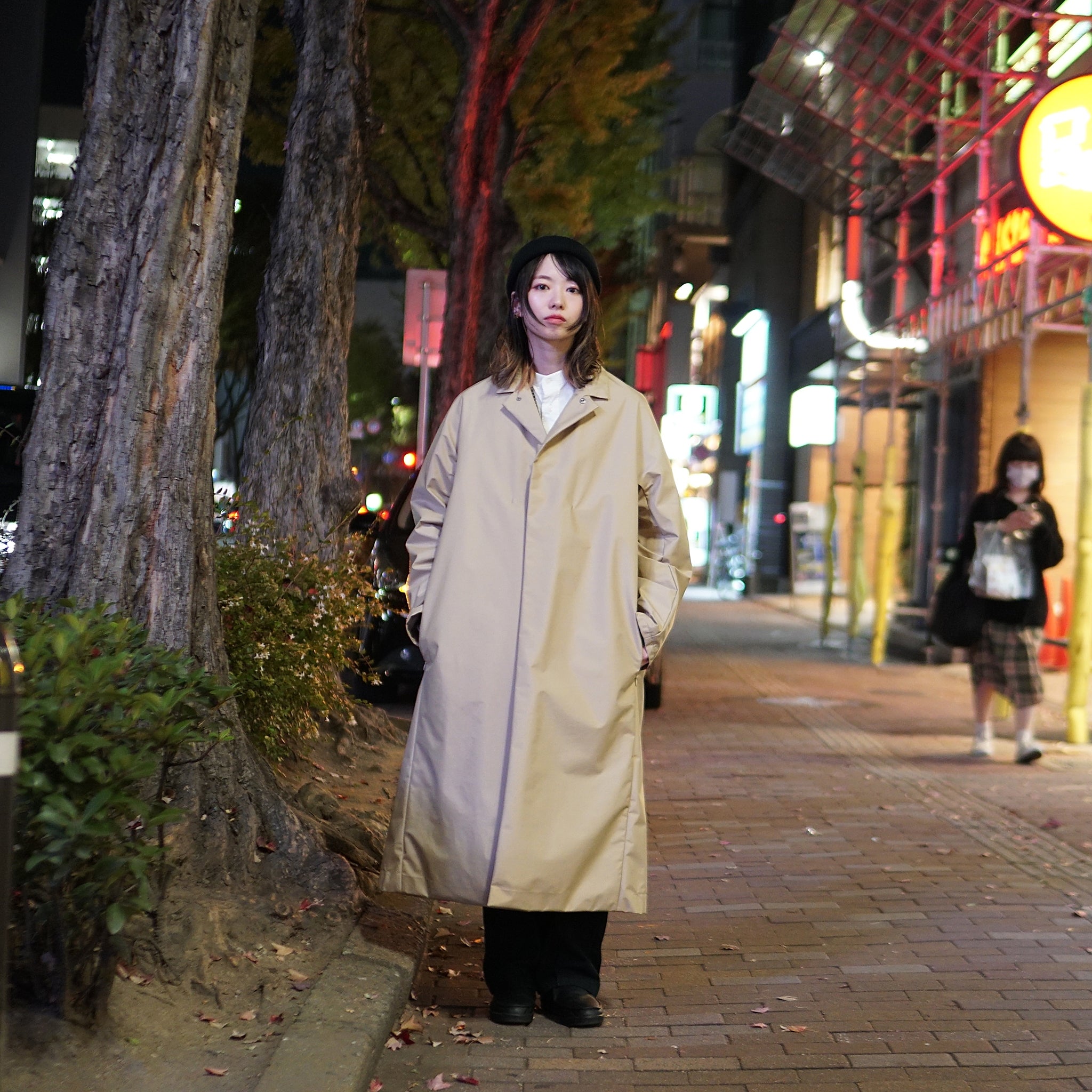 PH21FW-002 | P.H.M. Long Coat – Black / Beige | POWDERHORN MOUNTAINEERING