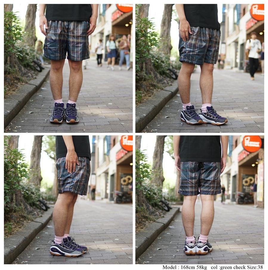 CHECK 2TUCK EASY SHORTS "Jacobus" ショートパンツ Color: green check / brown check 【KELEN】【ネコポス選択可能】-KELEN MEN-ADDICTION FUKUOKA