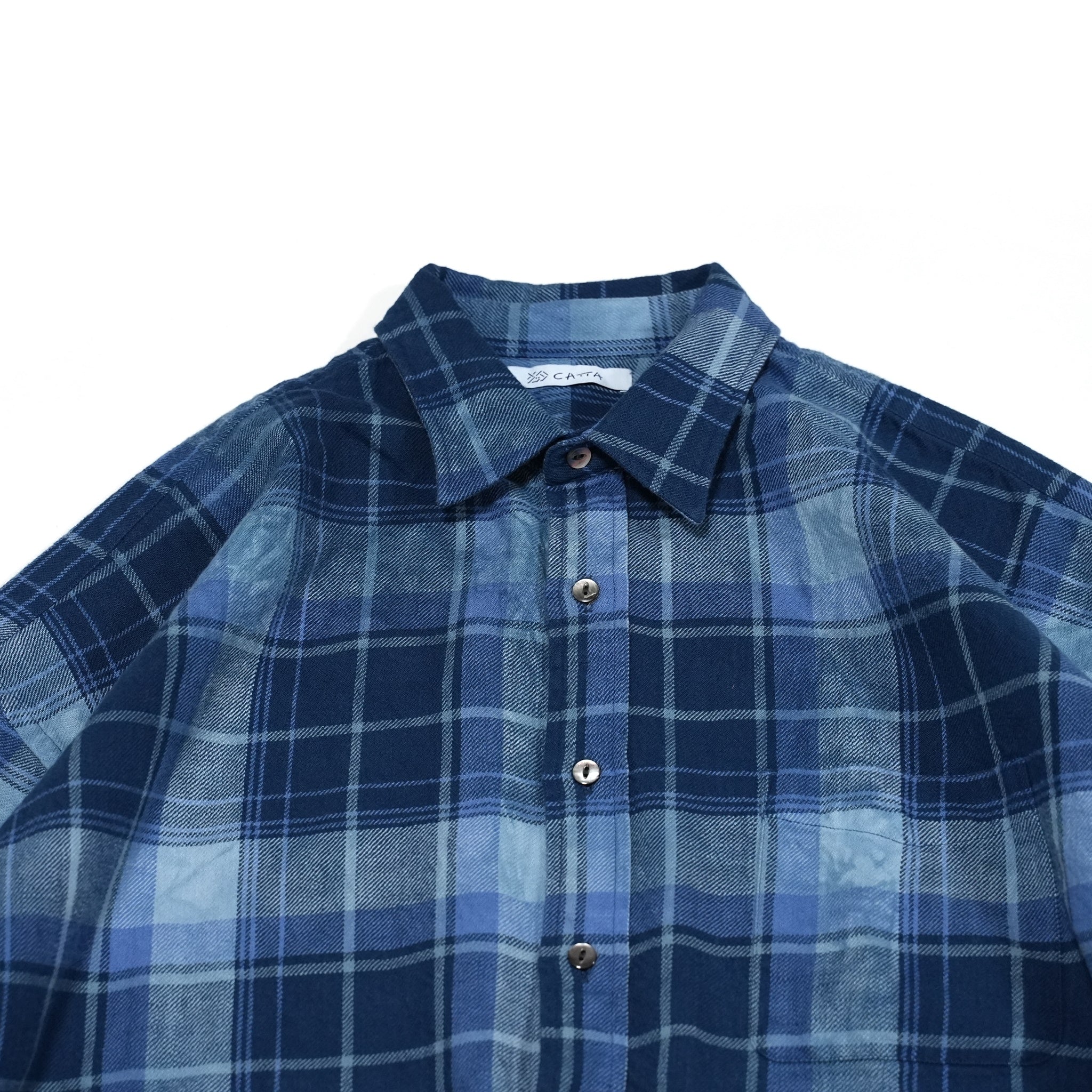 No:RGW-01_A | Name:REGULAR WIDE SHIRTS-AMERICAN CHECK DYE | Color:Blue【CATTA_カッタ】【archive】