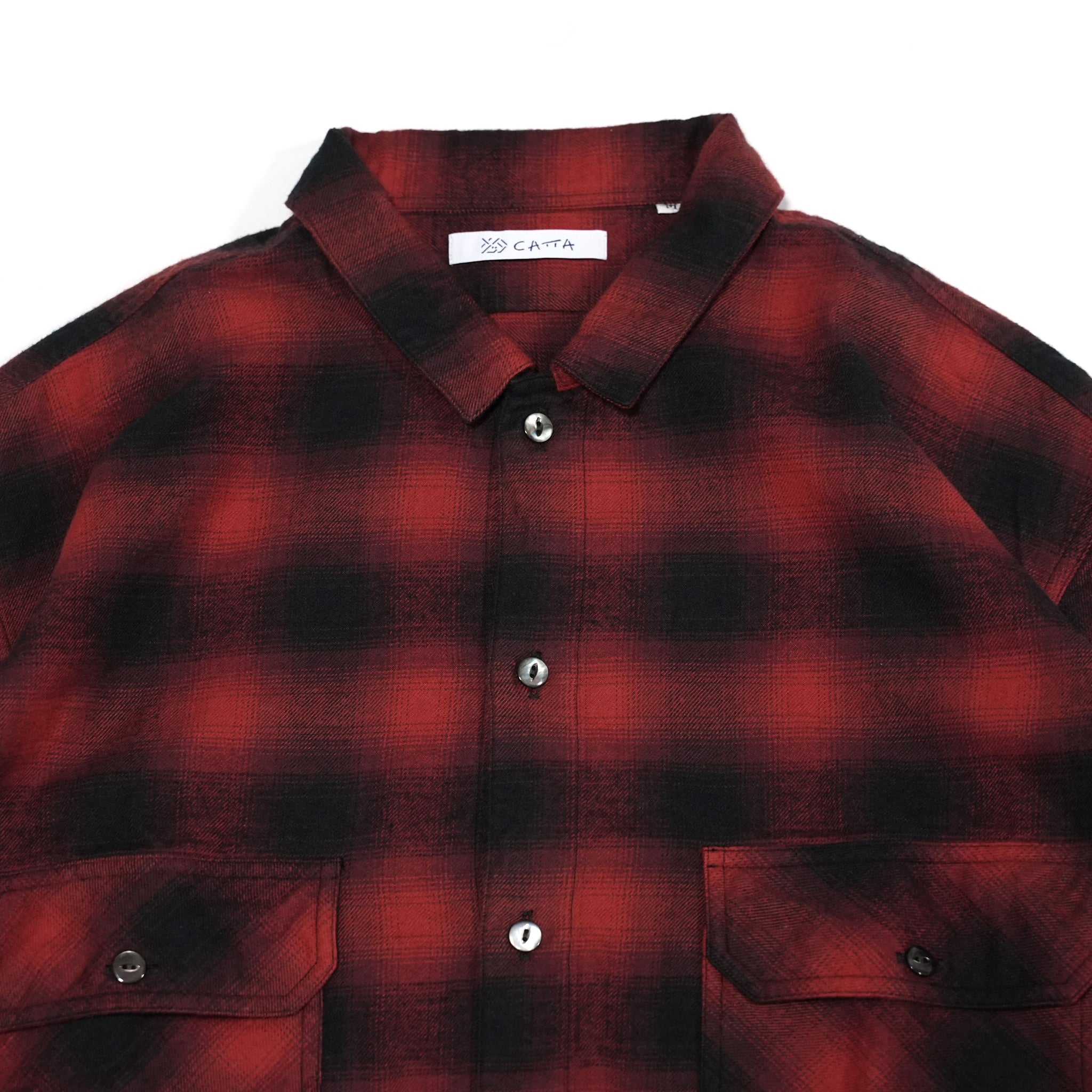 No:WP-02_B | Name:W POCKET SHIRTS-OMBRE CHECK | Color:Red【CATTA_カッタ】【archive】