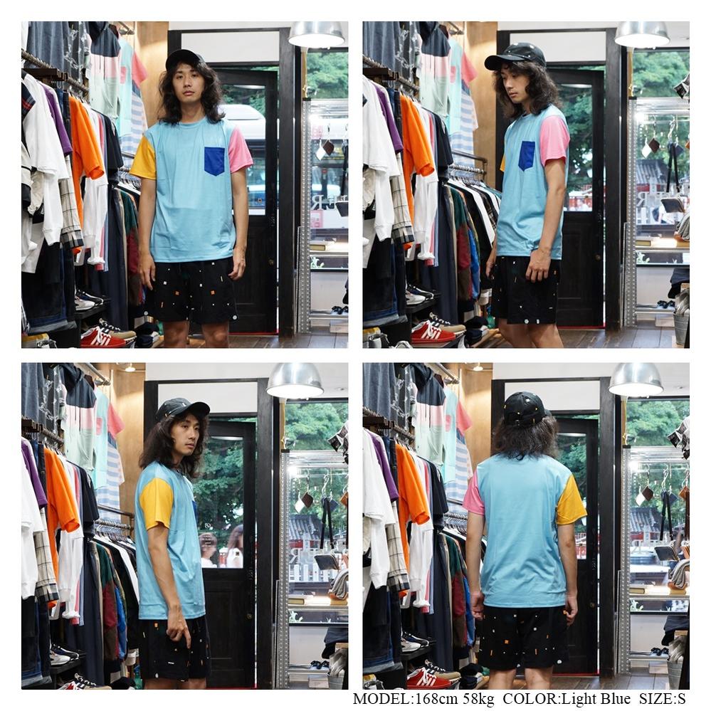 Color Block Tee Color: Deep Blue/Light Blue 【ANTLER&WOODS】【ネコポス選択可能】-ANTLER & WOODS-ADDICTION FUKUOKA