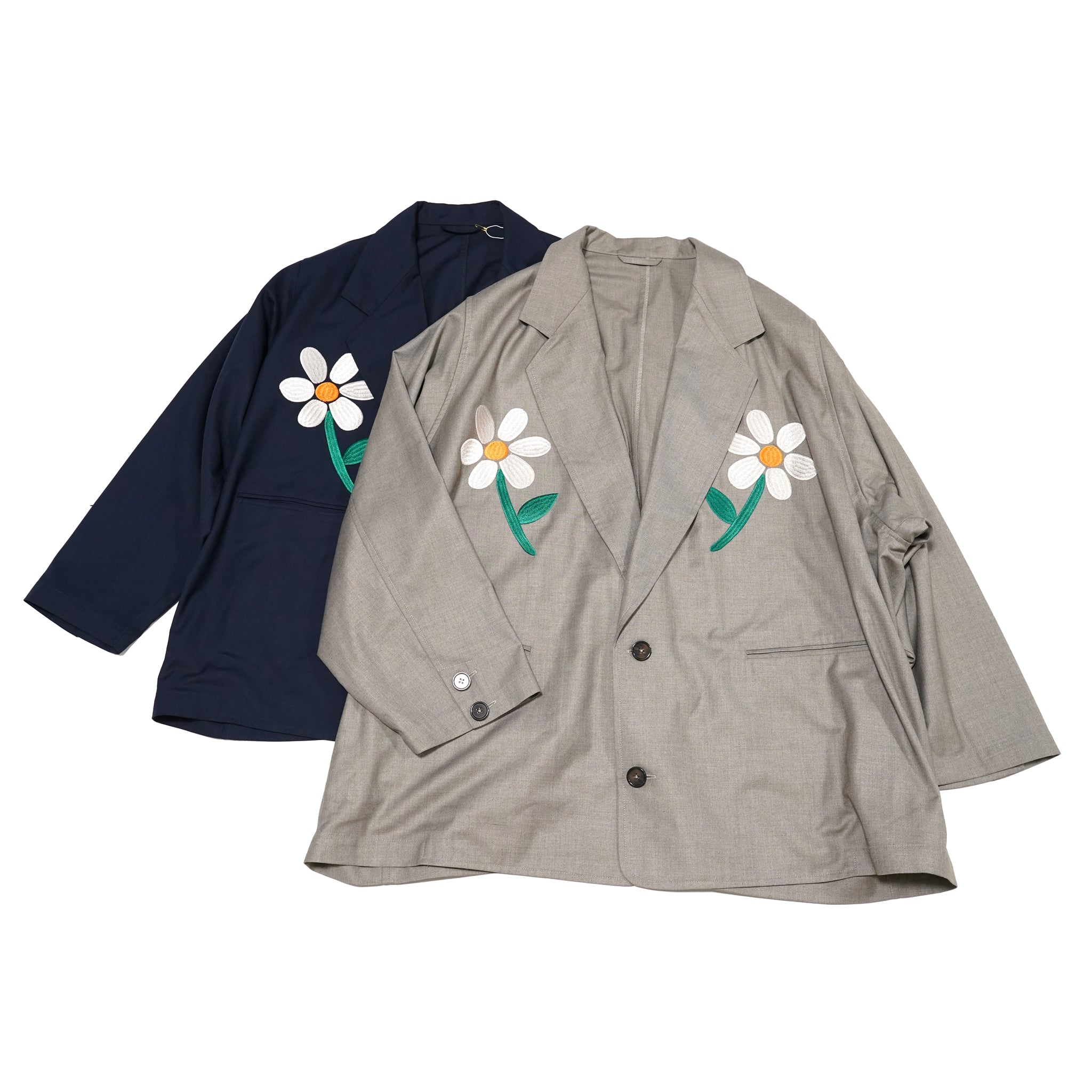 No:LL-JK01 | Name:Flower Embroidery Big Jacket | Color:Gray/Navy【EFILEVOL_エフィレボル】【archive】