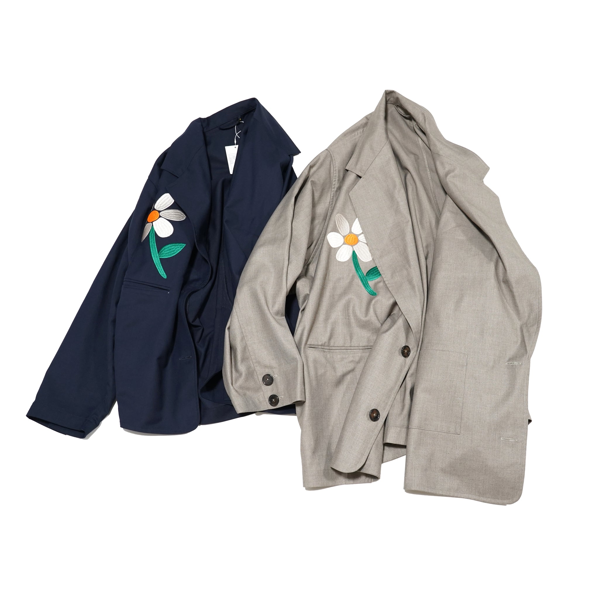 No:LL-JK01 | Name:Flower Embroidery Big Jacket | Color:Gray/Navy【EFILEVOL_エフィレボル】【archive】