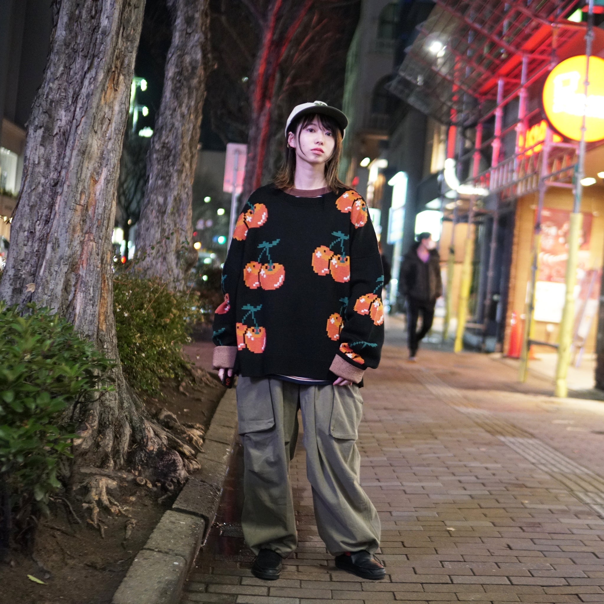 No:pw22kt01 | Name:cherry knit crewneck | Color:Black | Size:1/2【PLATEAU STUDIO_プラトー スタジオ】