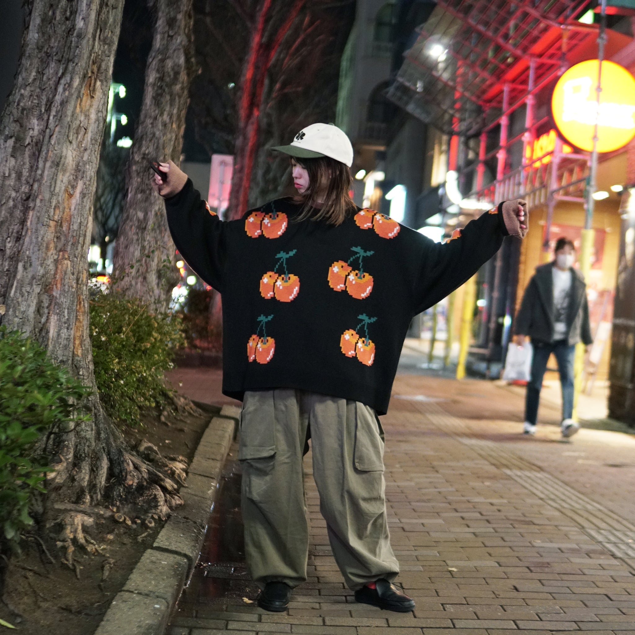 No:pw22kt01 | Name:cherry knit crewneck | Color:Black | Size:1/2【PLATEAU STUDIO_プラトー スタジオ】