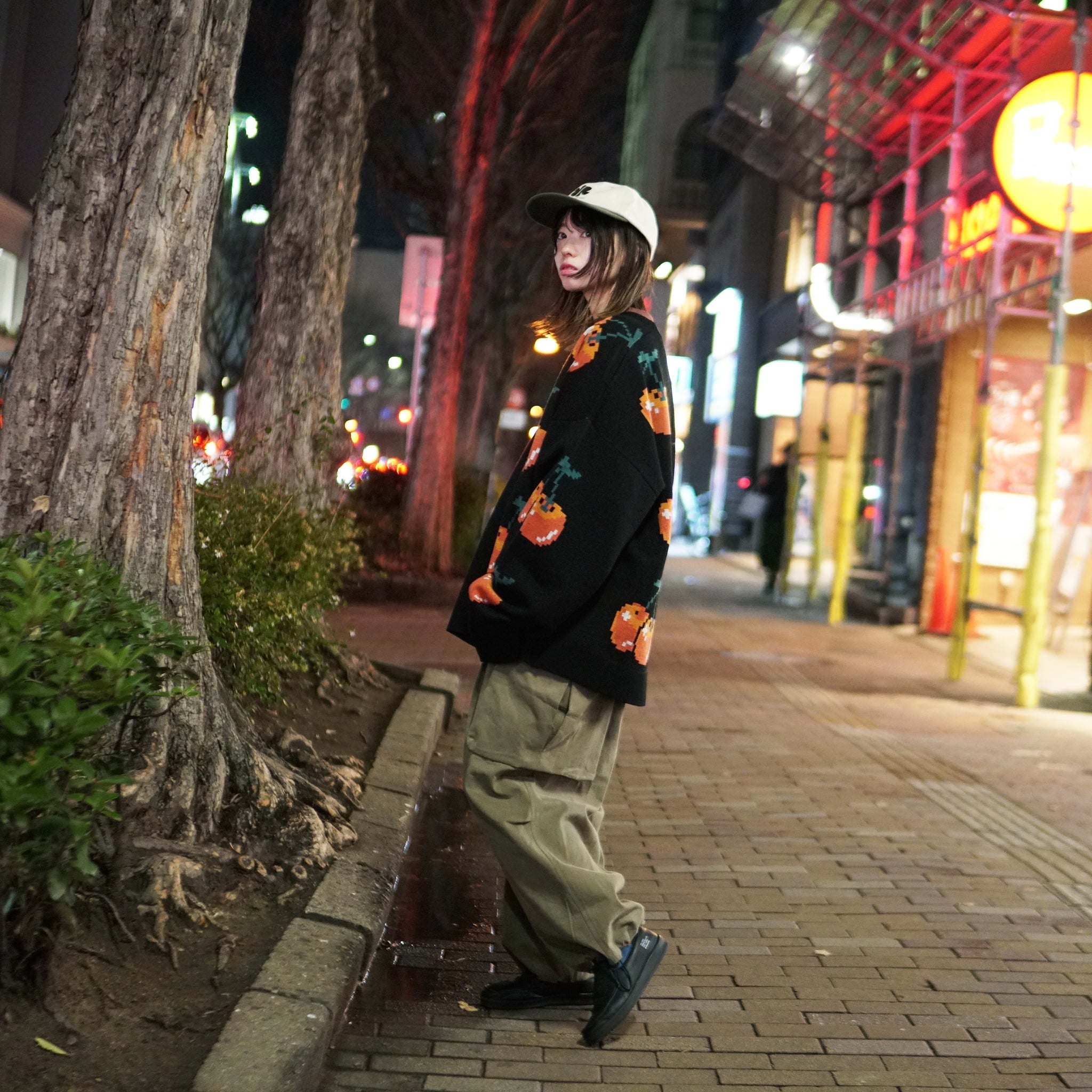 No:pw22kt01 | Name:cherry knit crewneck | Color:Black | Size:1/2【PLATEAU STUDIO_プラトー スタジオ】