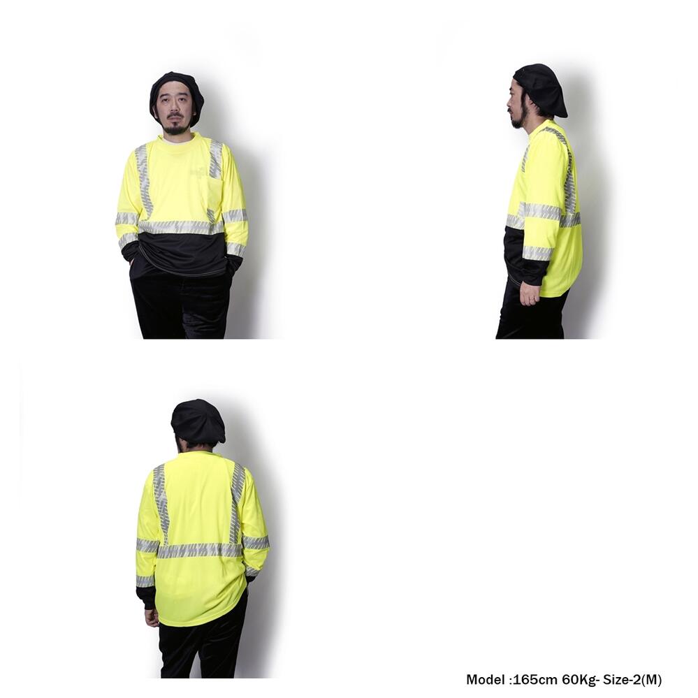 75-5257/5258 H.V LS.SHIRTS w/REF C.STRIP Color: H.V yellow / H.V orange 【MAJESTIC マジェスティック】【ネコポス選択可能】-MAJESTIC-ADDICTION FUKUOKA