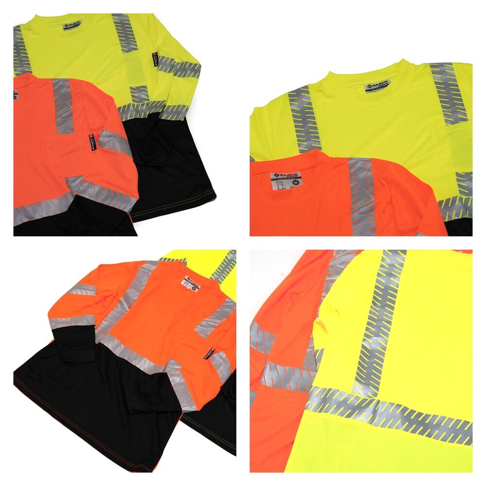 75-5257/5258 H.V LS.SHIRTS w/REF C.STRIP Color: H.V yellow / H.V orange 【MAJESTIC マジェスティック】【ネコポス選択可能】-MAJESTIC-ADDICTION FUKUOKA