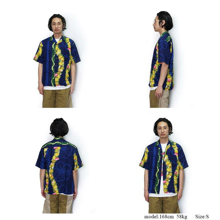 Name:Men's Aloha Shirt-Ohia | Color:Green/Navy | No:542-HASMB【Hilo Hattie ヒロハッティ】【UNISEX ユニセックス】【アロハシャツ】【202003】【ネコポス選択可能】-HILO HATTIE-ADDICTION FUKUOKA