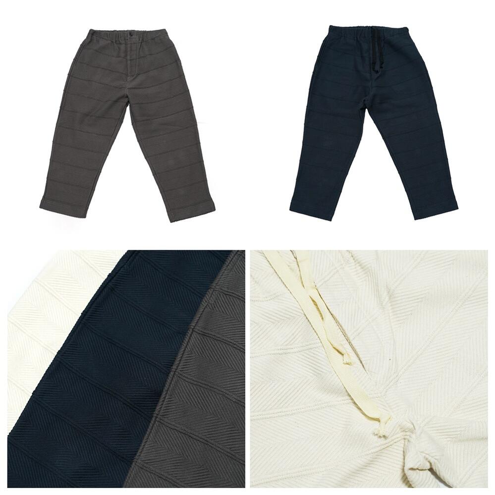 HERRINGBONE JAQUARD PANTS Color:O.WHITE/NAVY/GRAY 【Palme d'Or パルムドール】-Palme d'Or-ADDICTION FUKUOKA