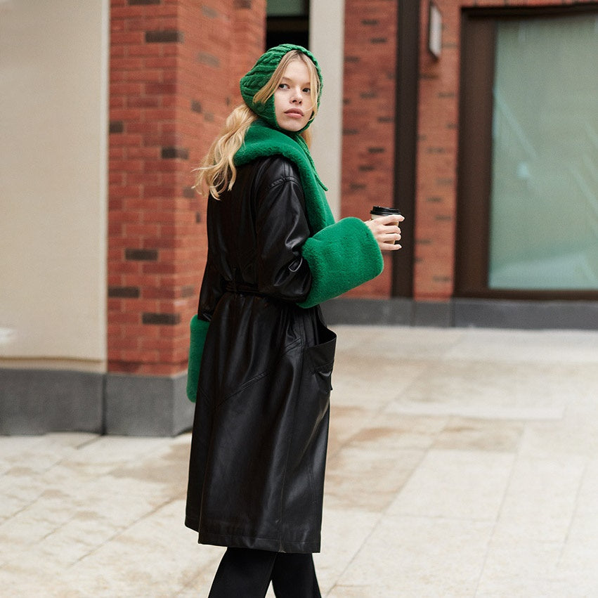 J1837BC07 | BAILEY – Black / Green Fur | Size:8 / 36 / S | JAKKE