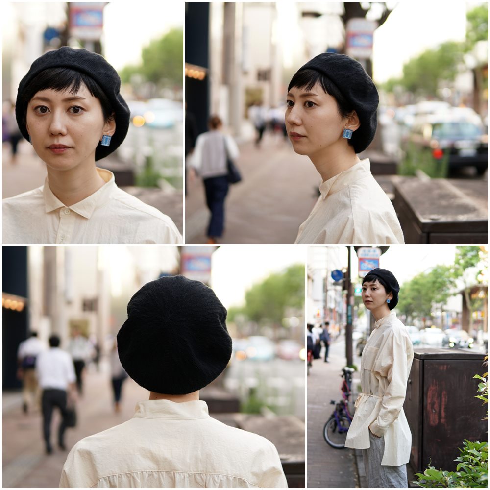 Big Beret 綿麻ビッグベレー Color:Black/Gray【PHABLIC×KAZUI】-PHABLIC×KAZUI-ADDICTION FUKUOKA