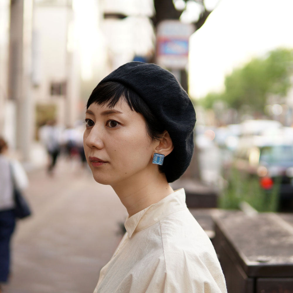 Big Beret 綿麻ビッグベレー Color:Black/Gray【PHABLIC×KAZUI】-PHABLIC×KAZUI-ADDICTION FUKUOKA
