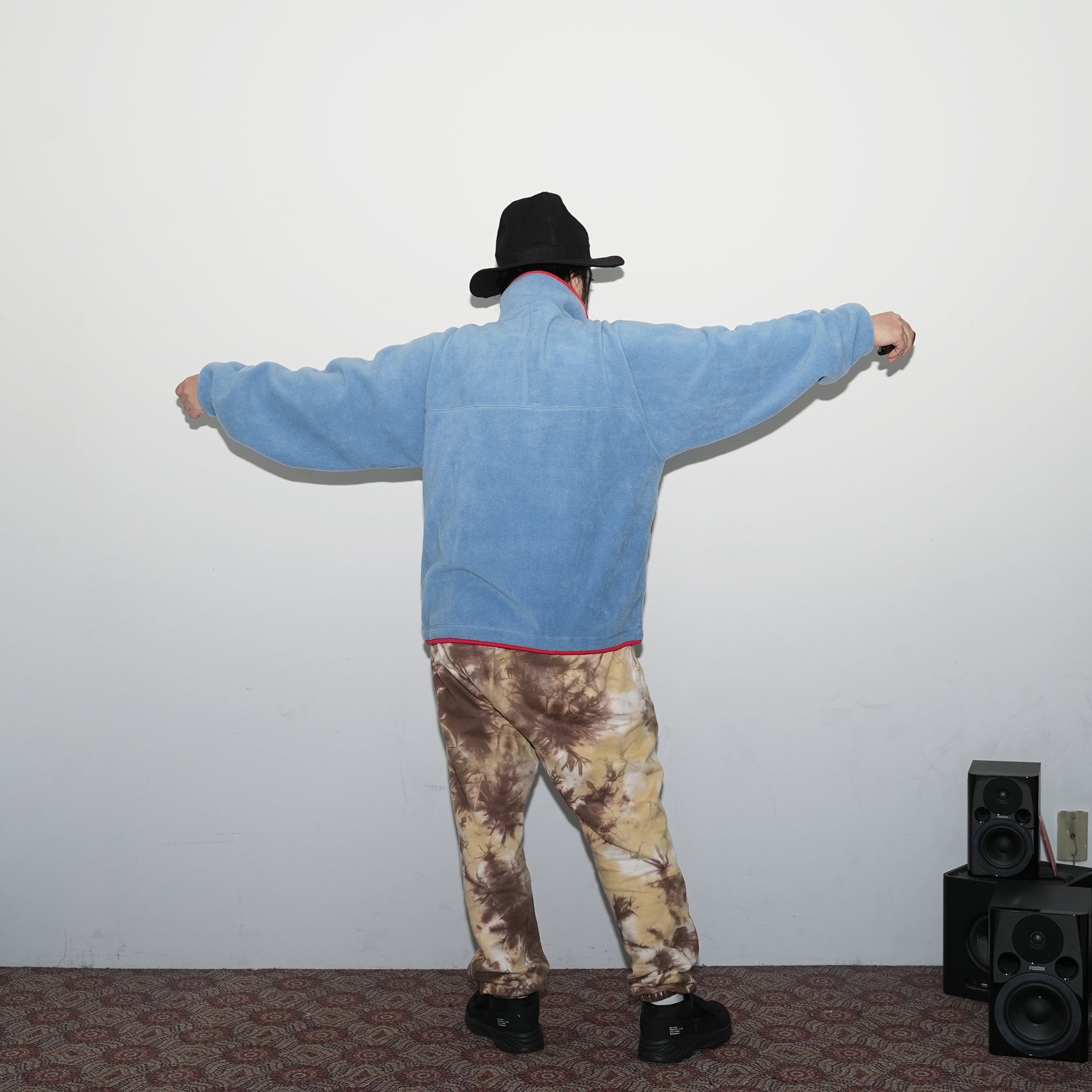 Heron_Half Zip Fleece Top – Vintageblue / Black | KELEN MEN