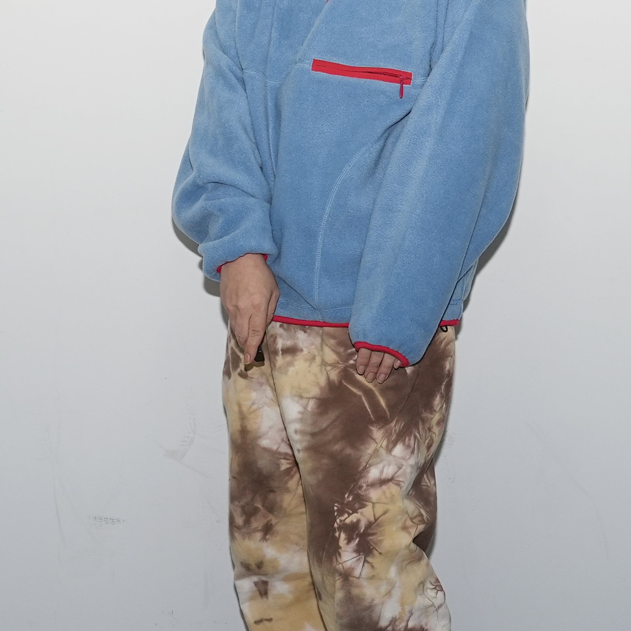 Heron_Half Zip Fleece Top – Vintageblue / Black | KELEN MEN