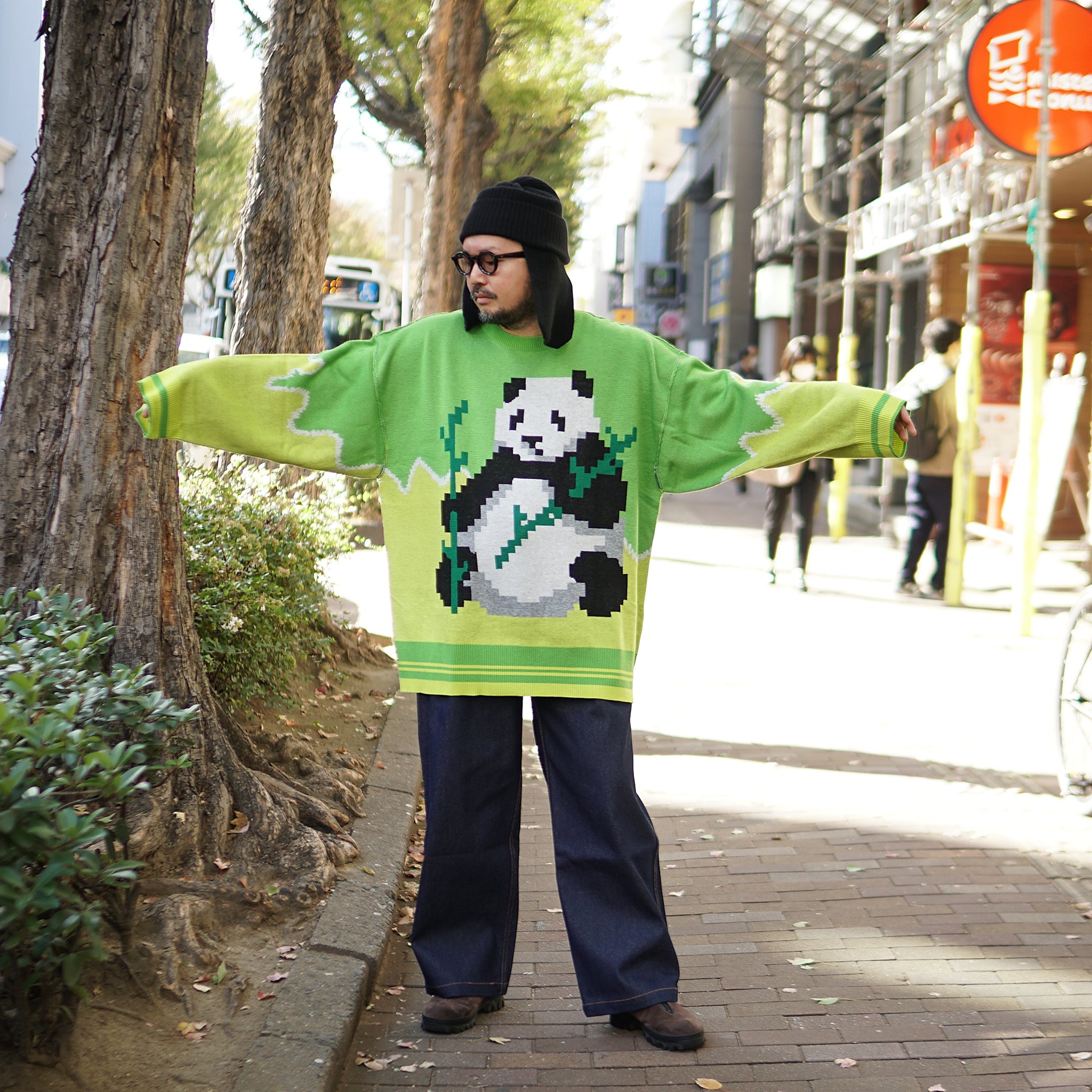 pw22kt02 | panda knit top | Color:grass-paddy | Size:2【PLATEAU STUDIO_プラトー スタジオ】