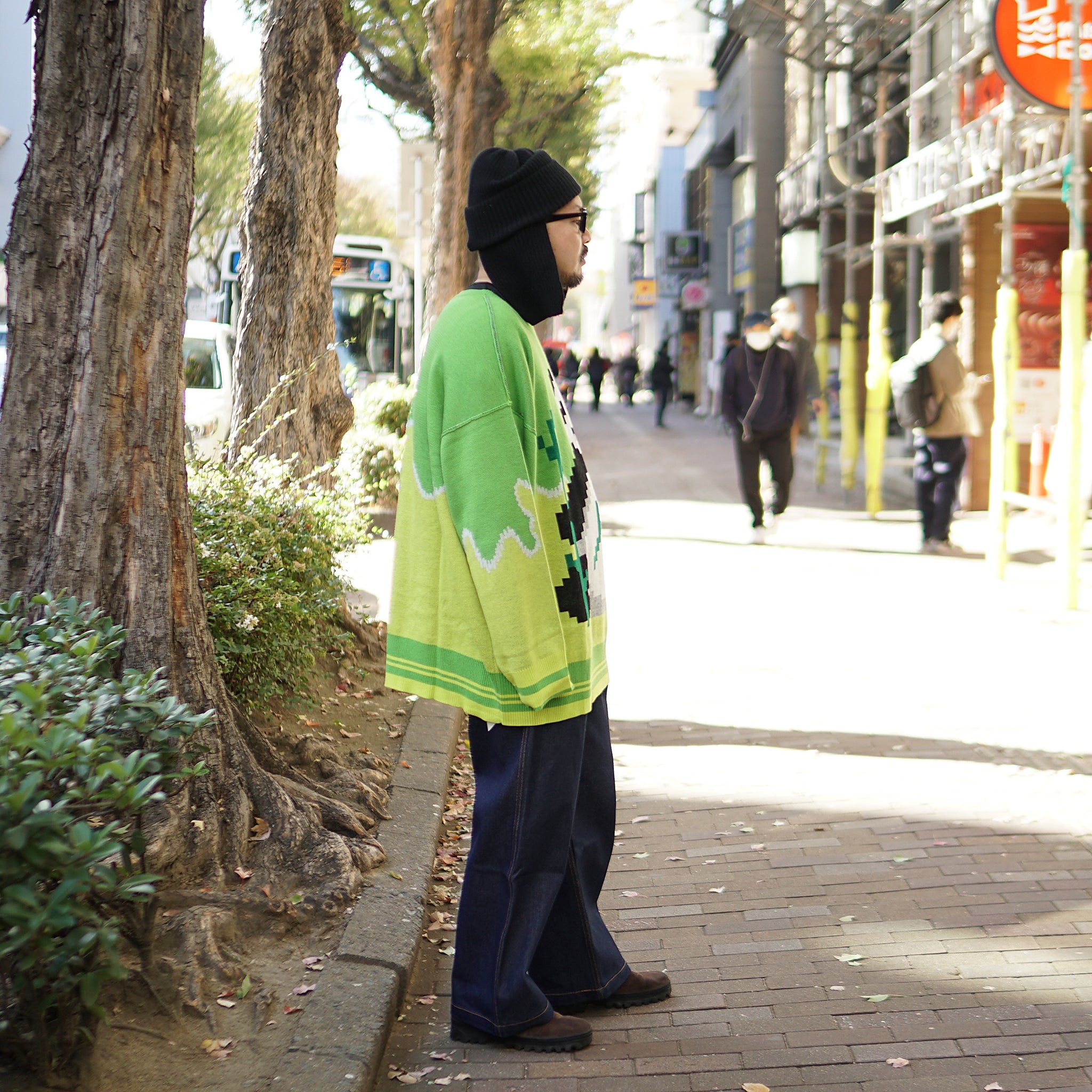 pw22kt02 | panda knit top | Color:grass-paddy | Size:2【PLATEAU STUDIO_プラトー スタジオ】