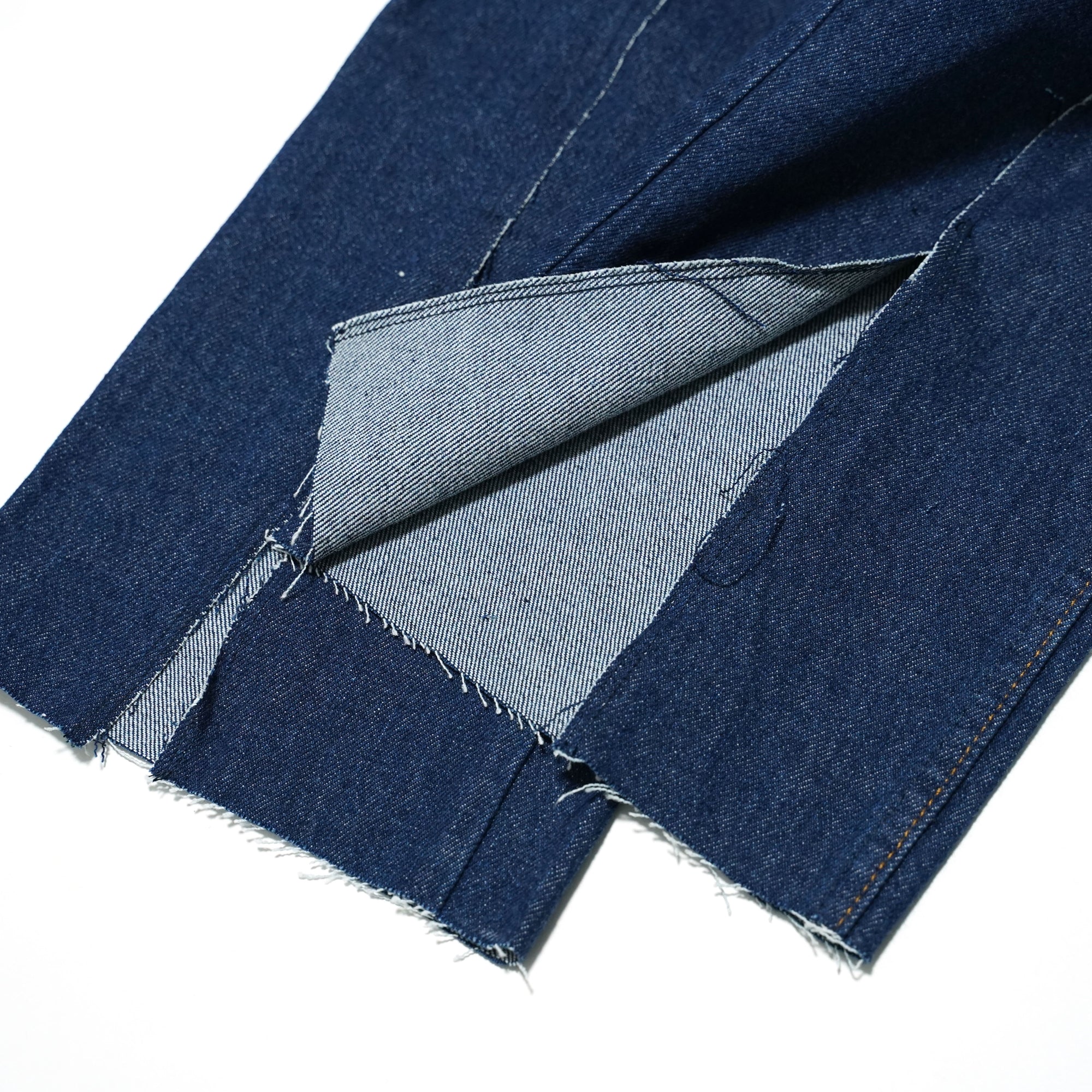 No:REMAKE02 | Name: REMAKE FRONT SLIT DENIM PANTS | Color:PREWASHED INDIGO【RED KAP】-MEG COMPANY-ADDICTION FUKUOKA