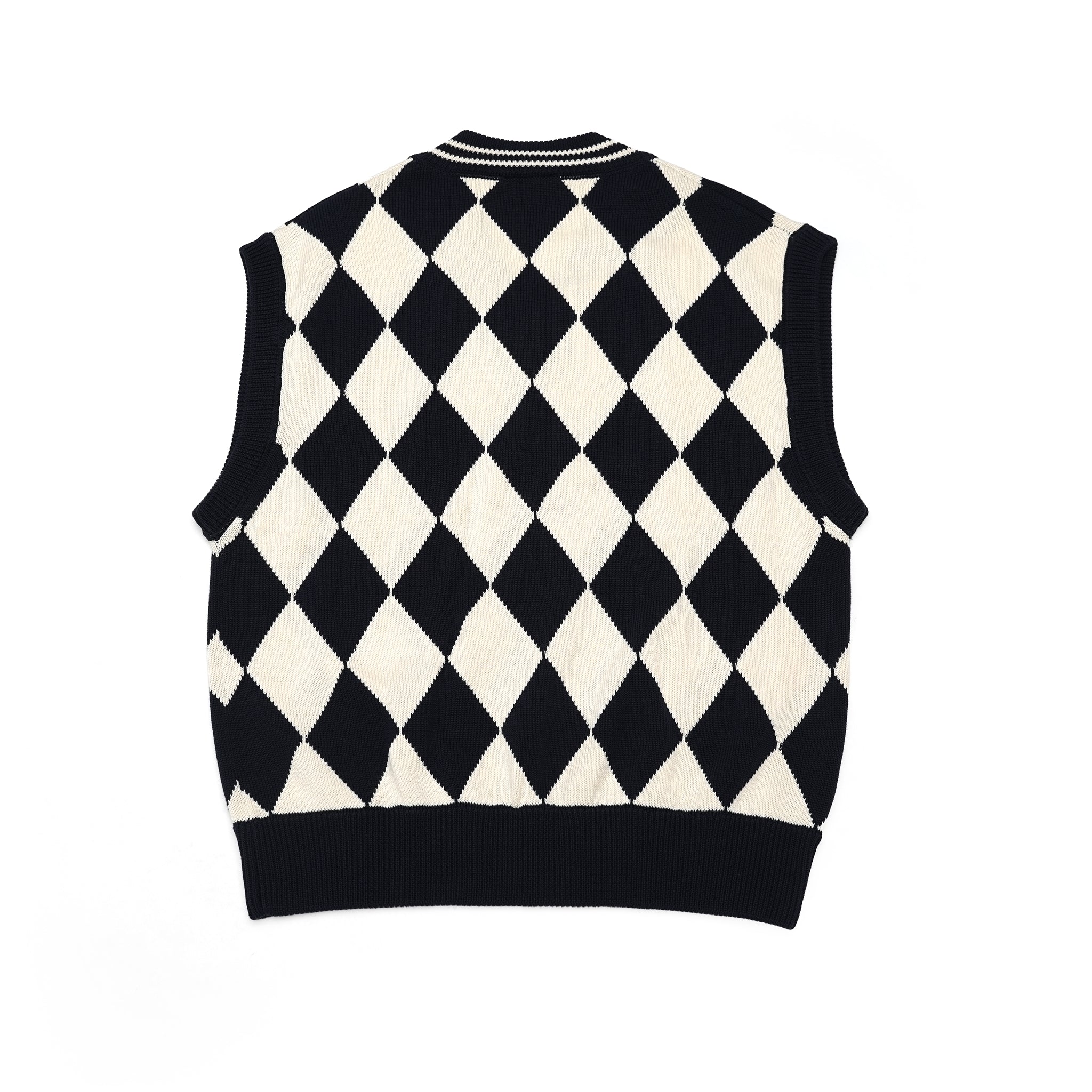23#08373-2010 | Diamond pattern Cotton Knit Vest | Color:ネイビー【MINAMI ANDERSON_ミナミアンダーソン】