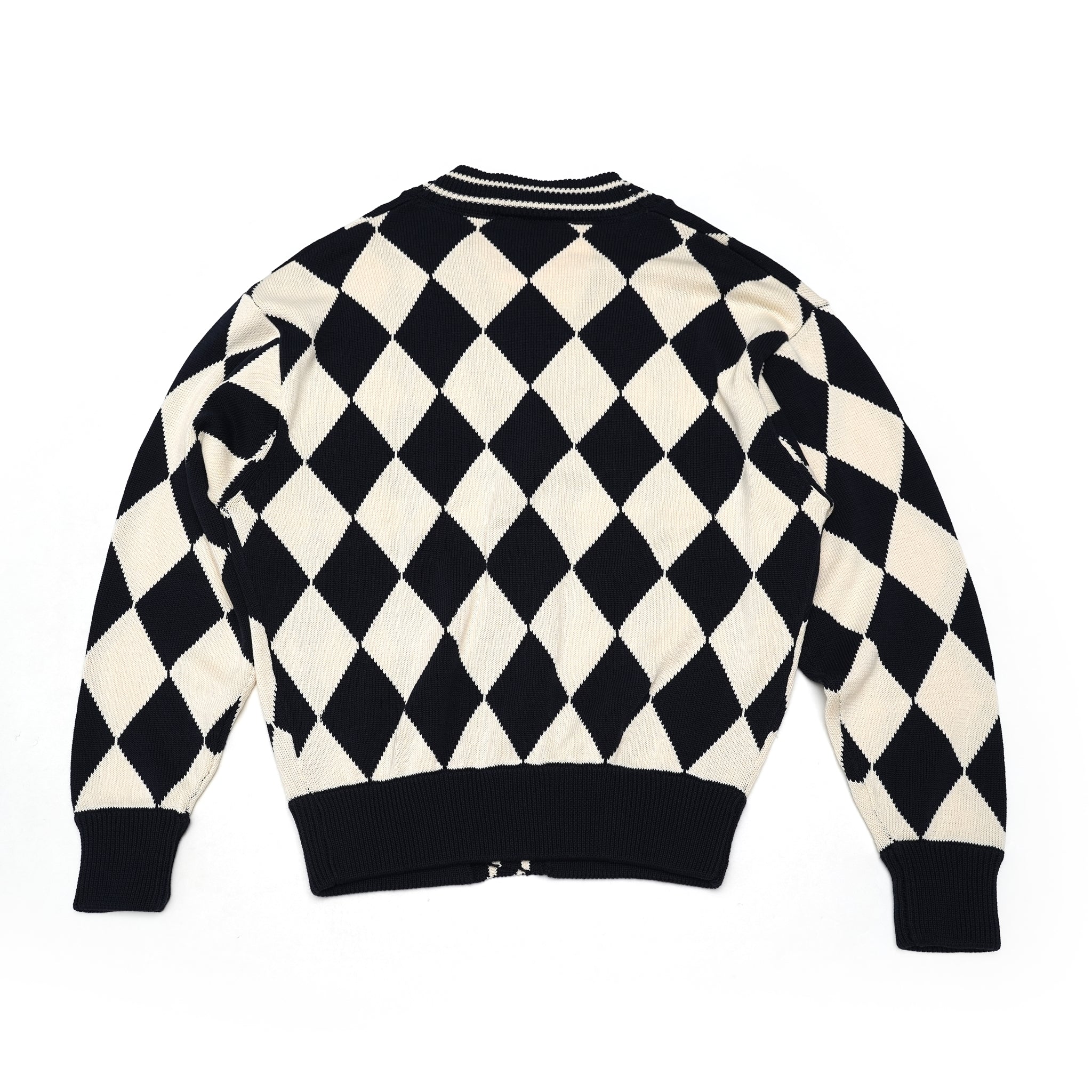 23#08373-3010 | Diamond pattern Cotton Knit Cardigan | Color:ネイビー【MINAMI ANDERSON_ミナミアンダーソン】