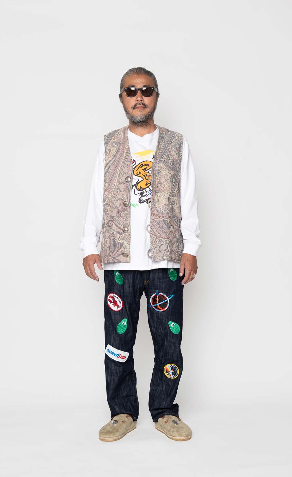 M31304 | Monitaly Xx Jeans W/ Avocado Embroidery And Patches | Color:Cone Ds Selvage Denim【MONITALY_モニタリー】