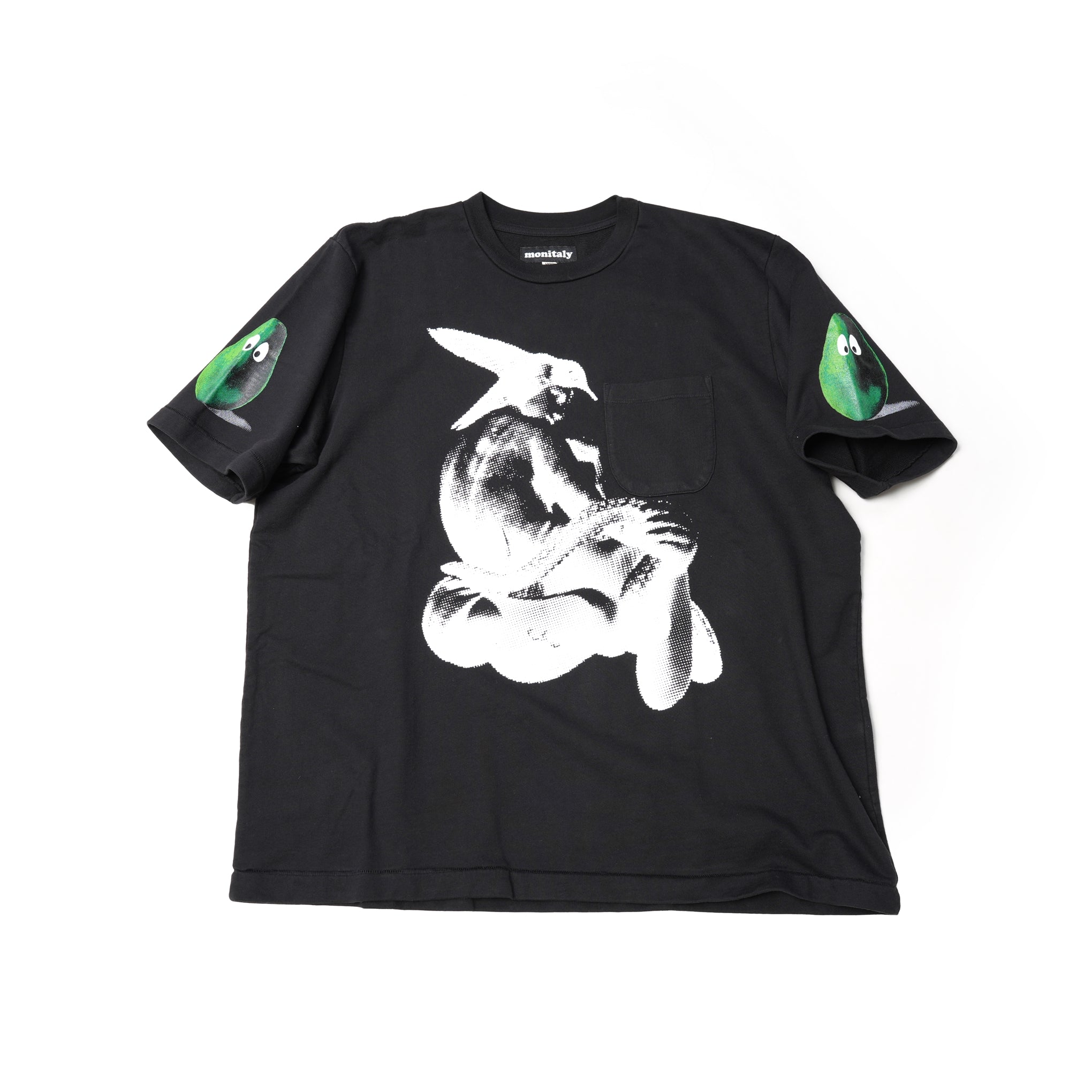 M25701black | French Terry SS Pocket Tee w Print | Color:Black【MONITALY_モニタリー】【archive】