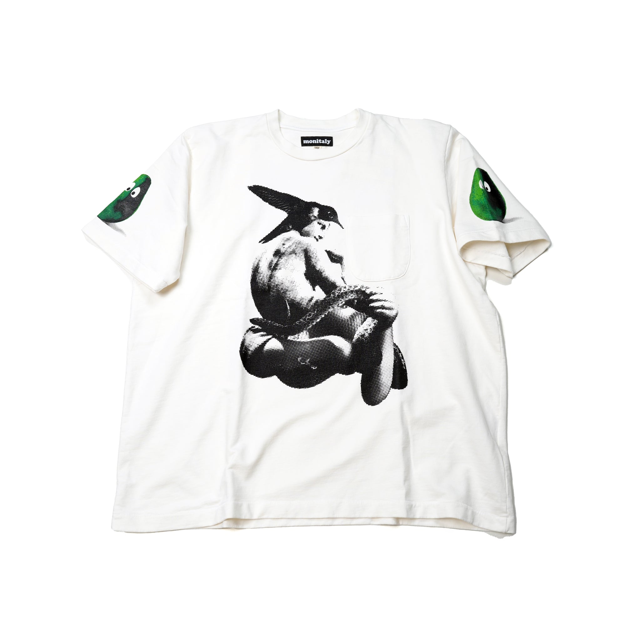 M25701 | French Terry SS Pocket Tee w Print | Color:White【MONITALY_モニタリー】【archive】