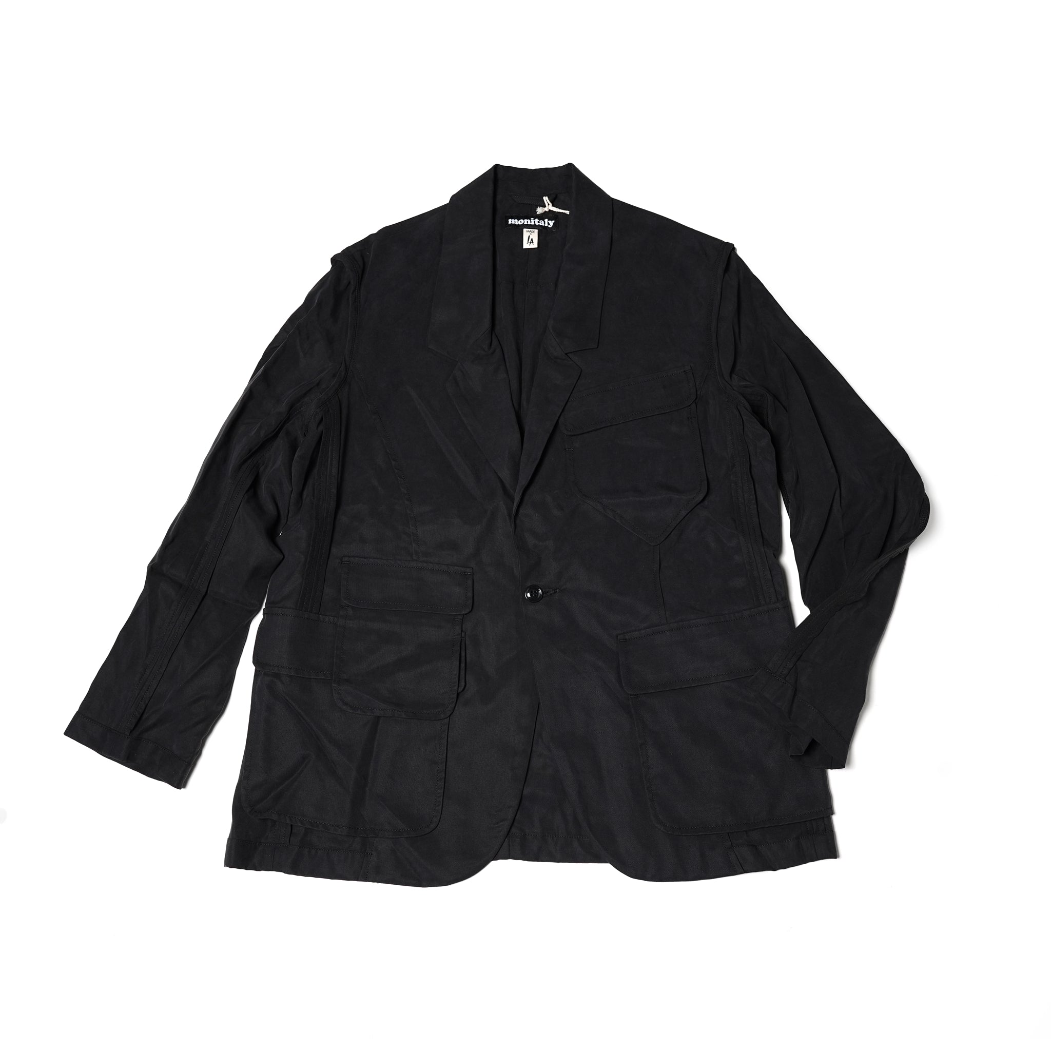 No:M31017-17 | Name:Ura Low Lapel Blazer | Color:Tencel Black【MONITALY_モニタリー】【archive】
