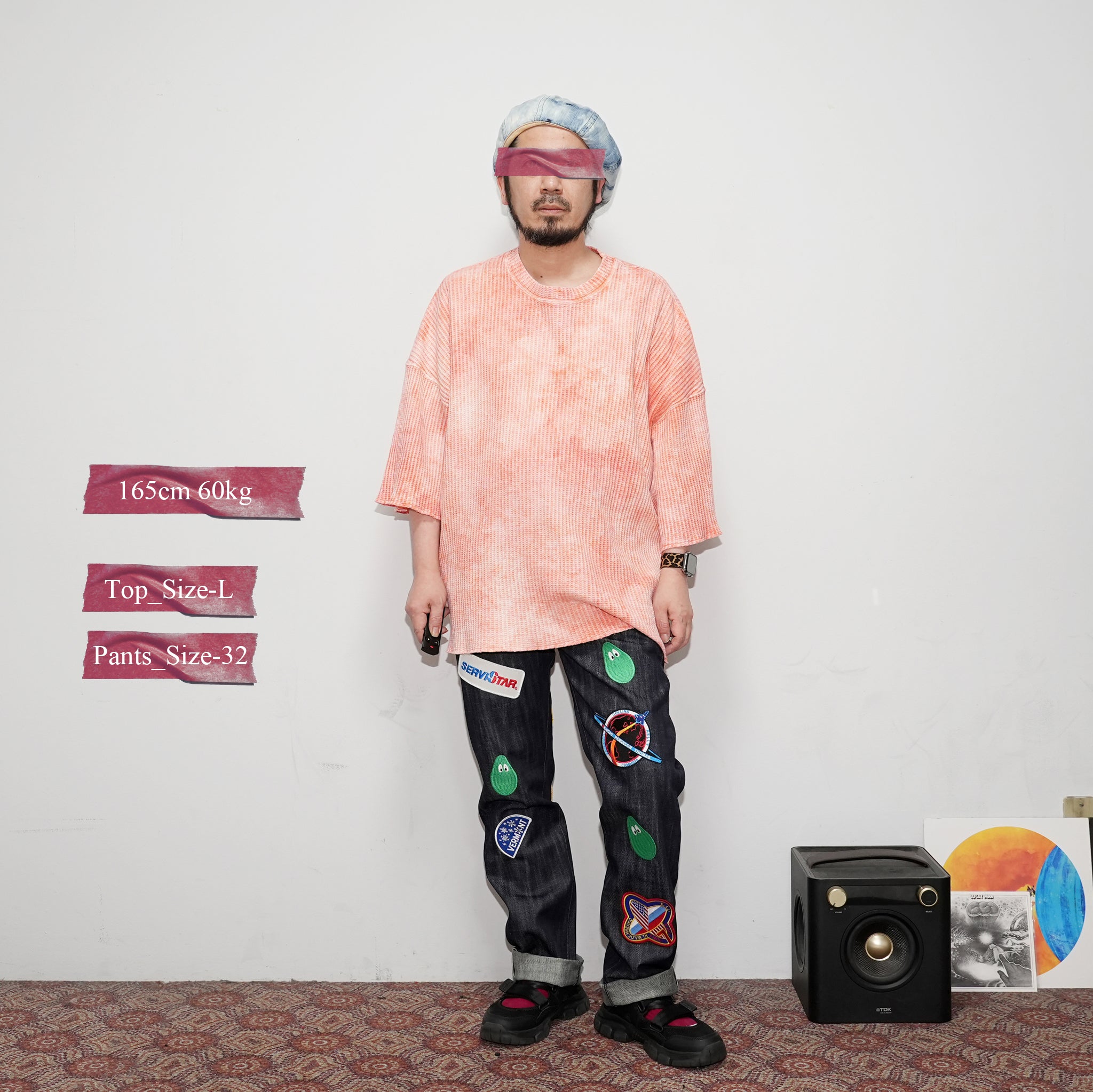 M31304 | Monitaly Xx Jeans W/ Avocado Embroidery And Patches | Color:Cone Ds Selvage Denim【MONITALY_モニタリー】