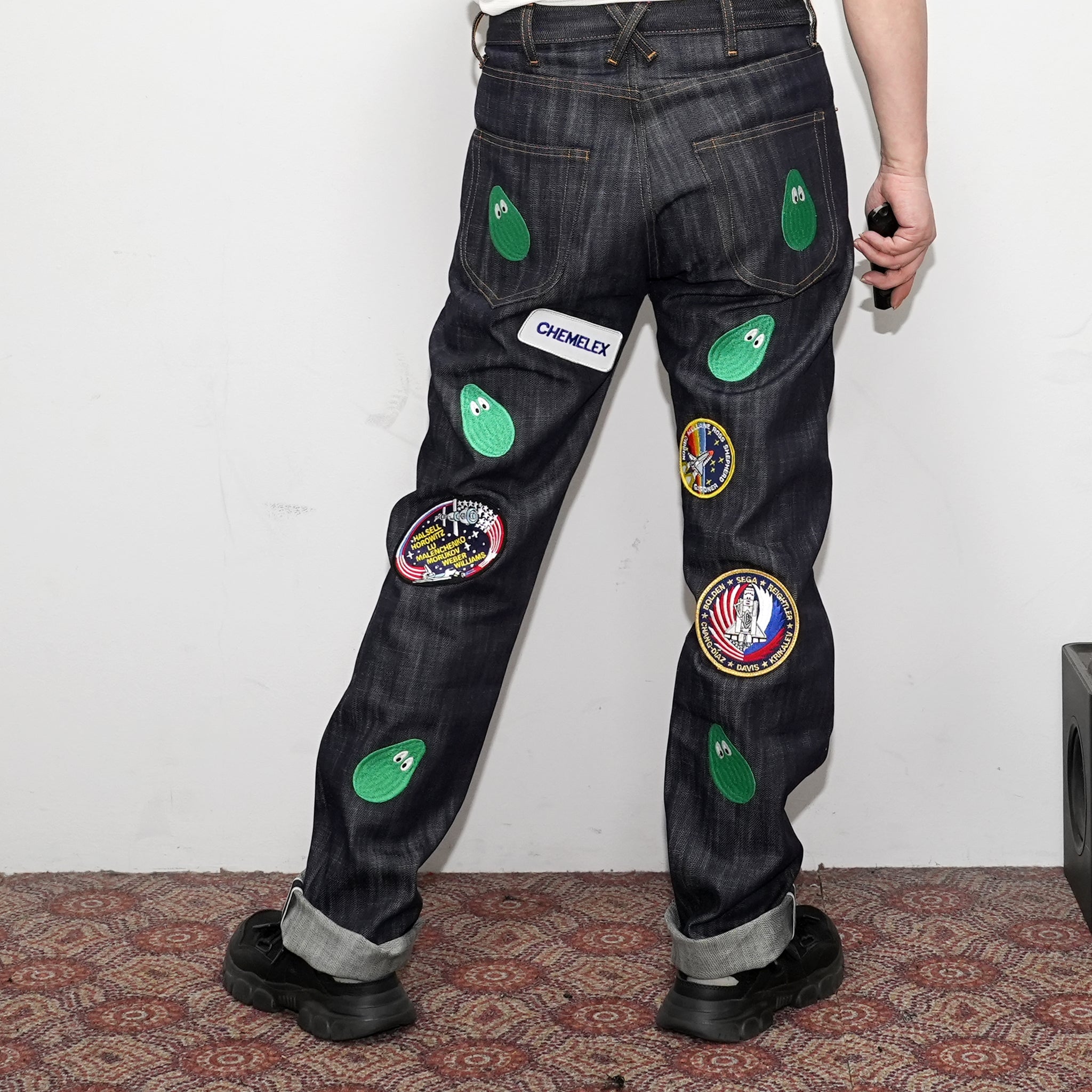 M31304 | Monitaly Xx Jeans W/ Avocado Embroidery And Patches | Color:Cone Ds Selvage Denim【MONITALY_モニタリー】